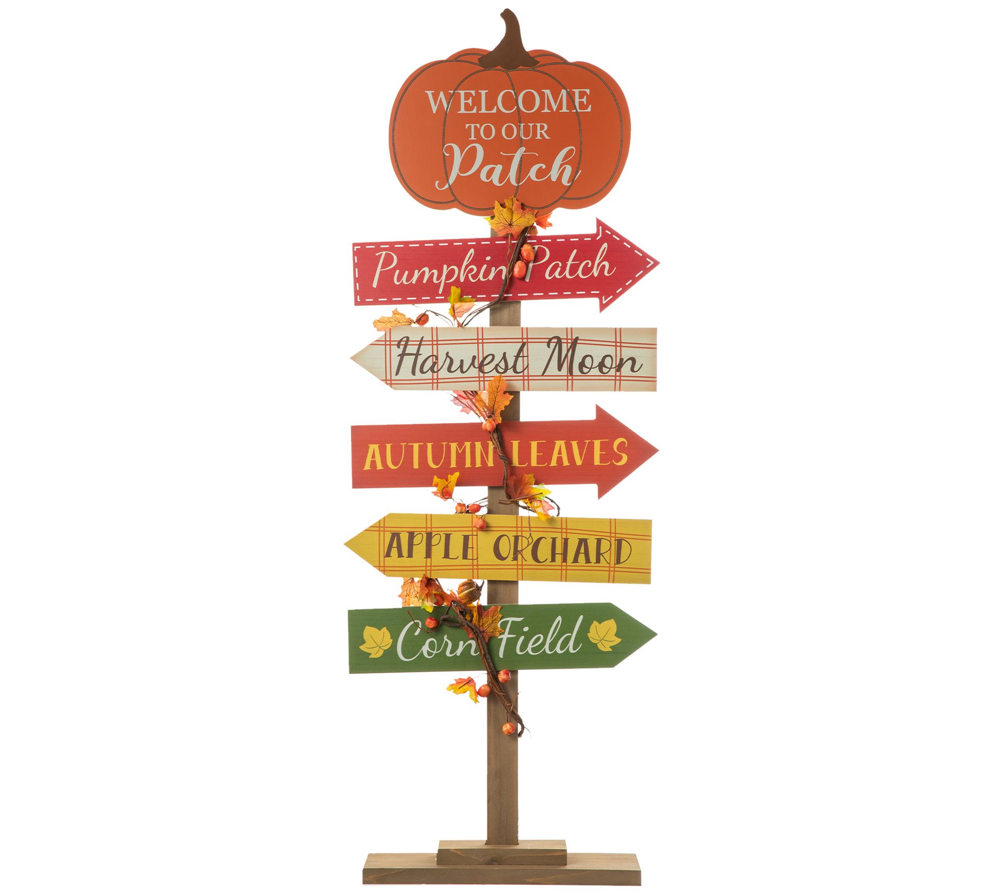 Glitzhome All Directions Fall Autumn Pumpkin Patch Porch Sign