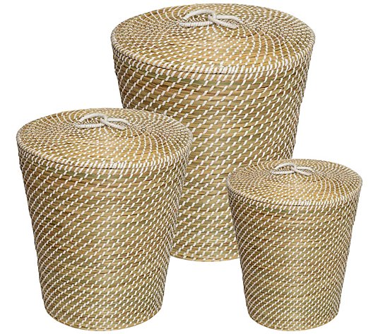 Honey Can Do Set of 3 Seagrass Baskets, Natural