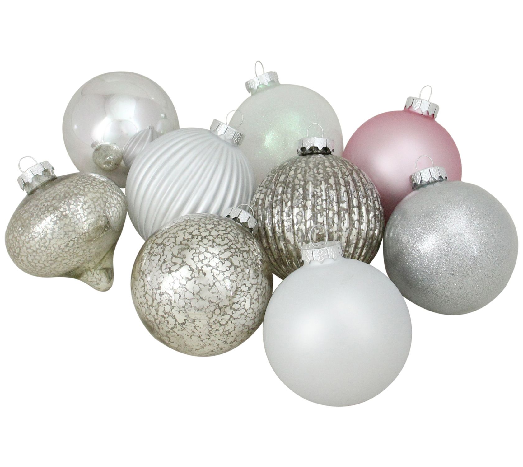 Northlight 9ct Silver & Pink 3 Ball & Onion Ornaments 3.75"