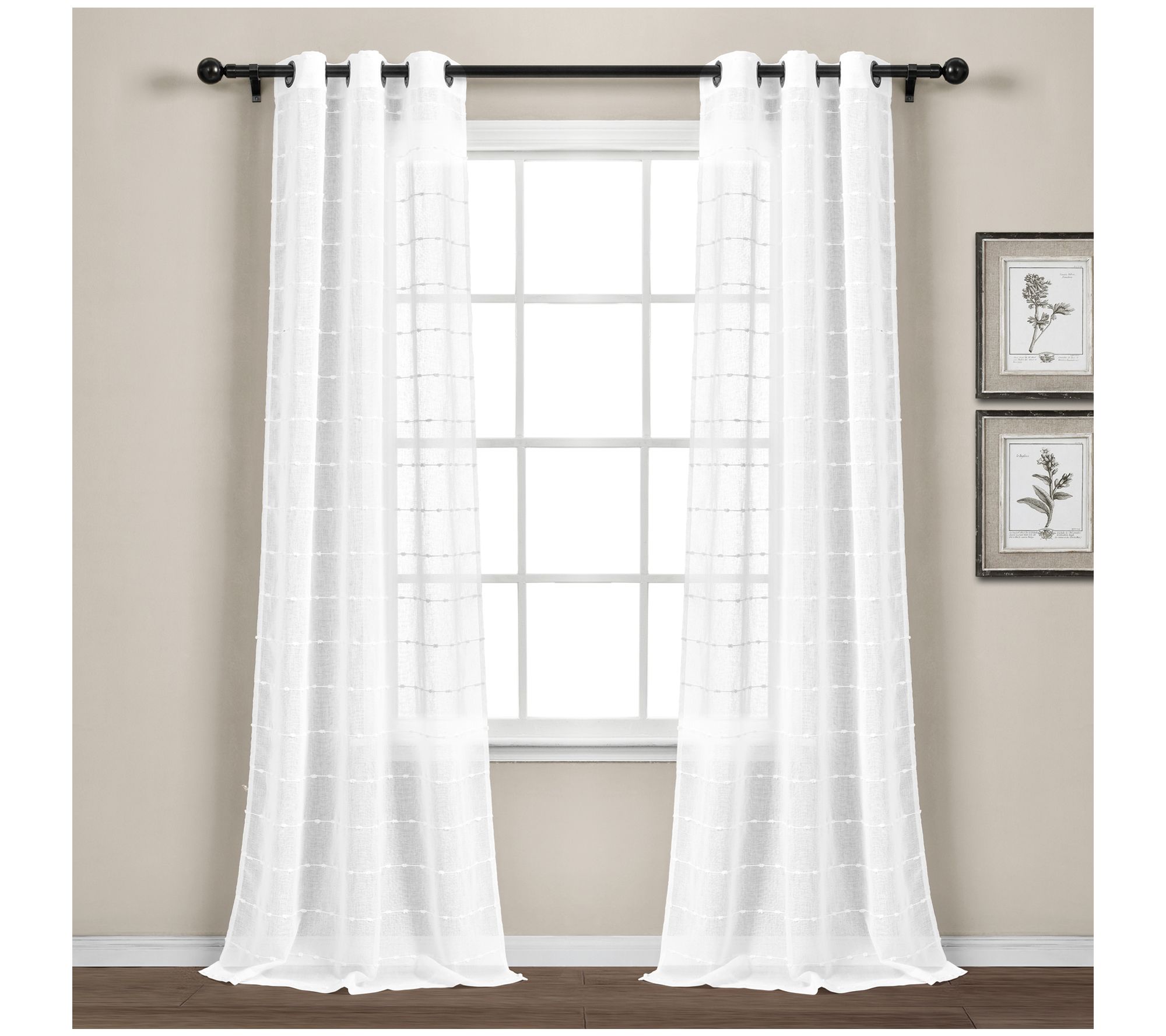 Farmhouse Textured Sheer 38x95 Set by Lush Decor