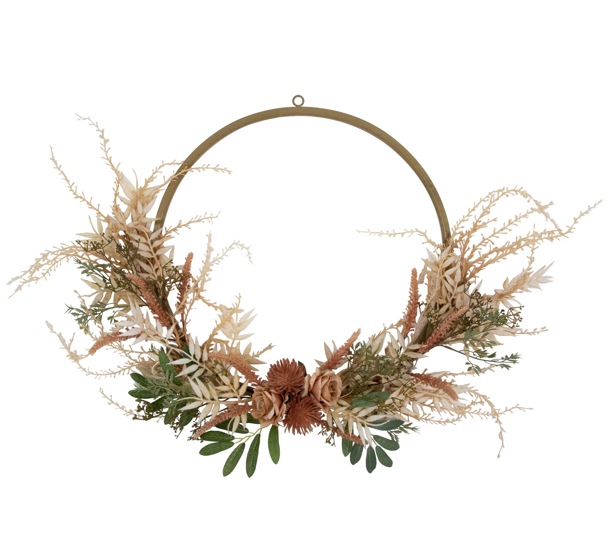 Northlight Fall Harvest Pale Roses w/Foliage Wreath 24"