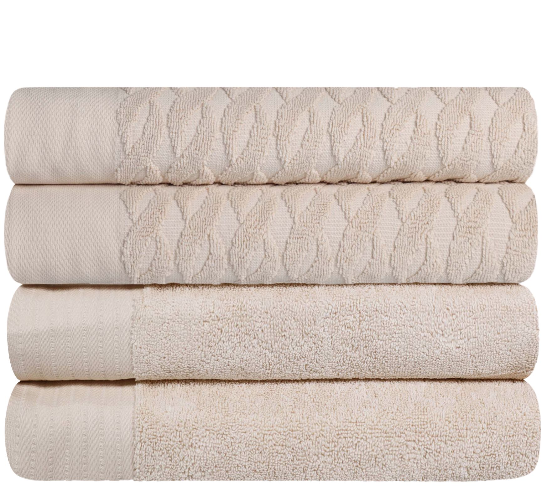 Superior Turkish Cotton 4-Piece Jacquard and So lid Bath Towel - QVC.com