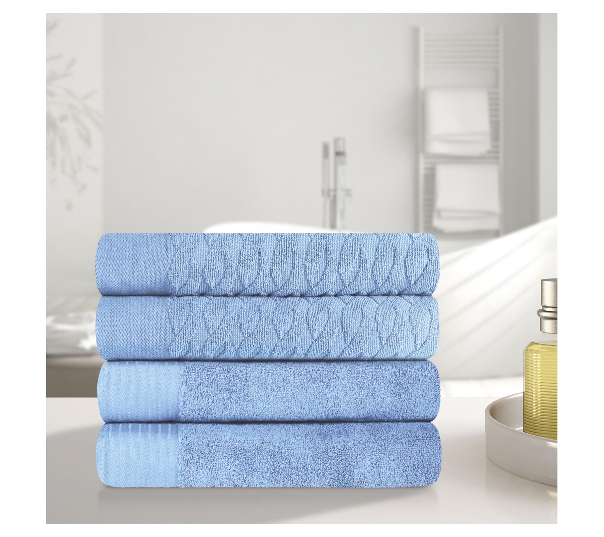 Superior Turkish Cotton 4-Piece Jacquard and So lid Bath Towel