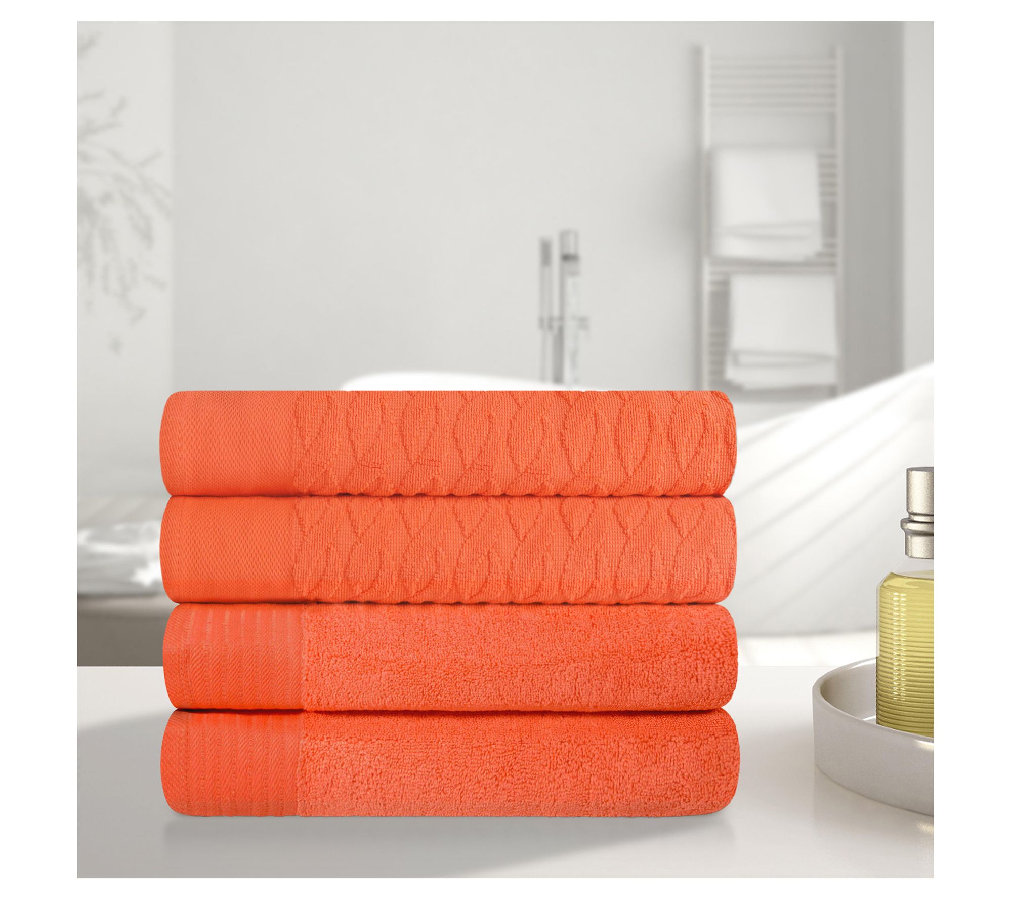 Superior Turkish Cotton 4-Piece Jacquard and So lid Bath Towel