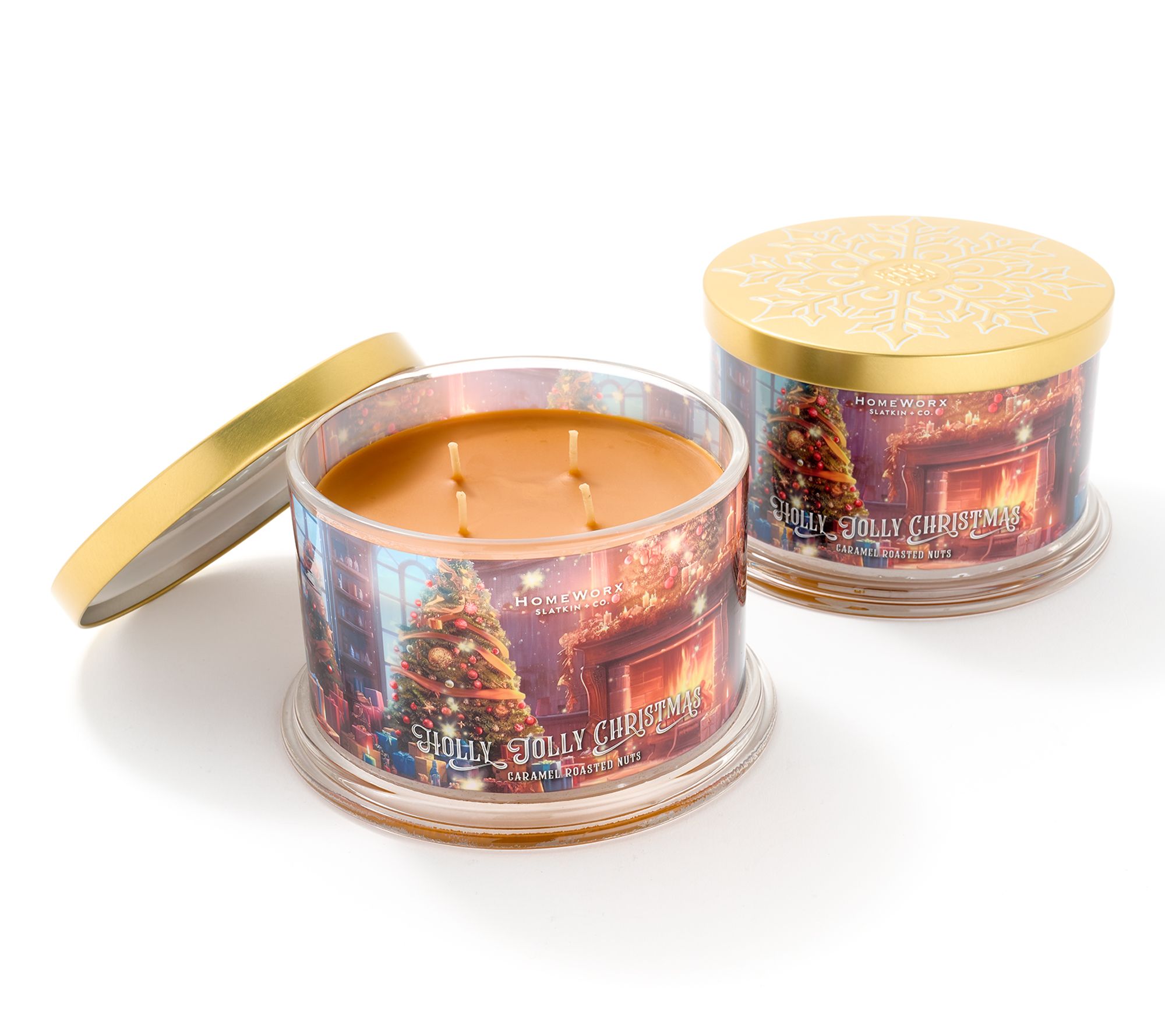 HomeWorx by Slatkin + Co. Set of 2 18oz Holly Jolly Christmas - QVC.com