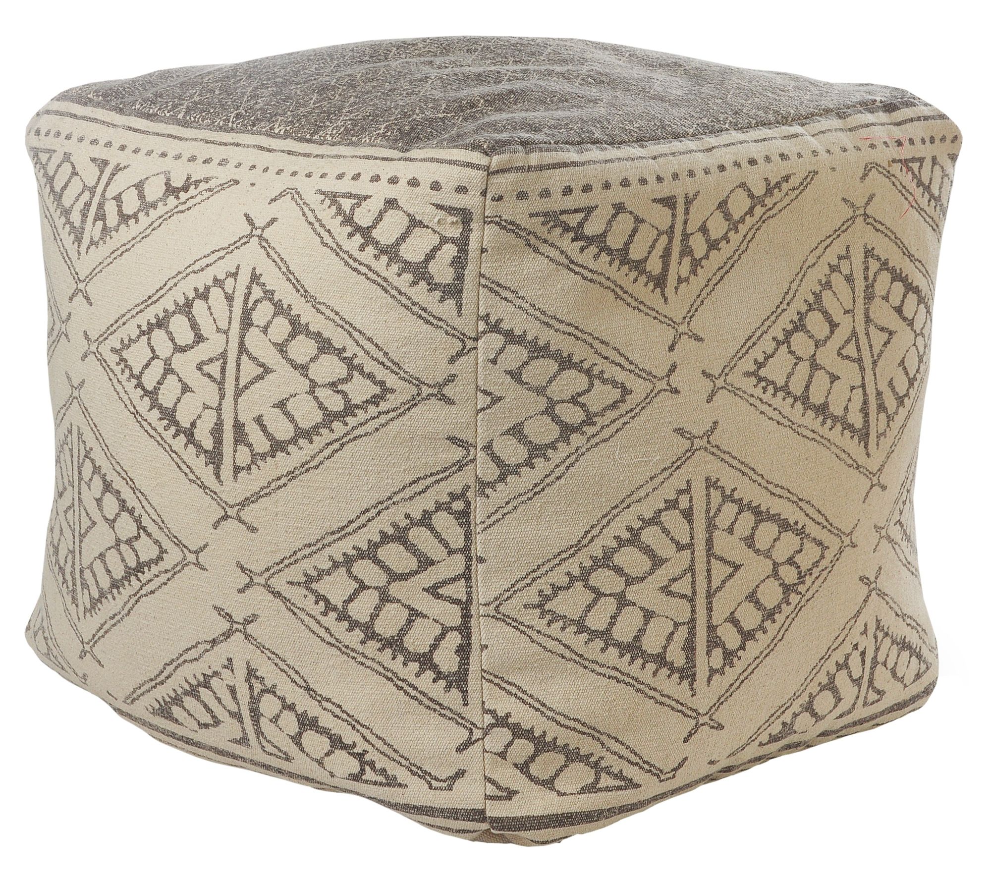 Ox Bay Tribal Flatweave Cotton Pouf Ottoman