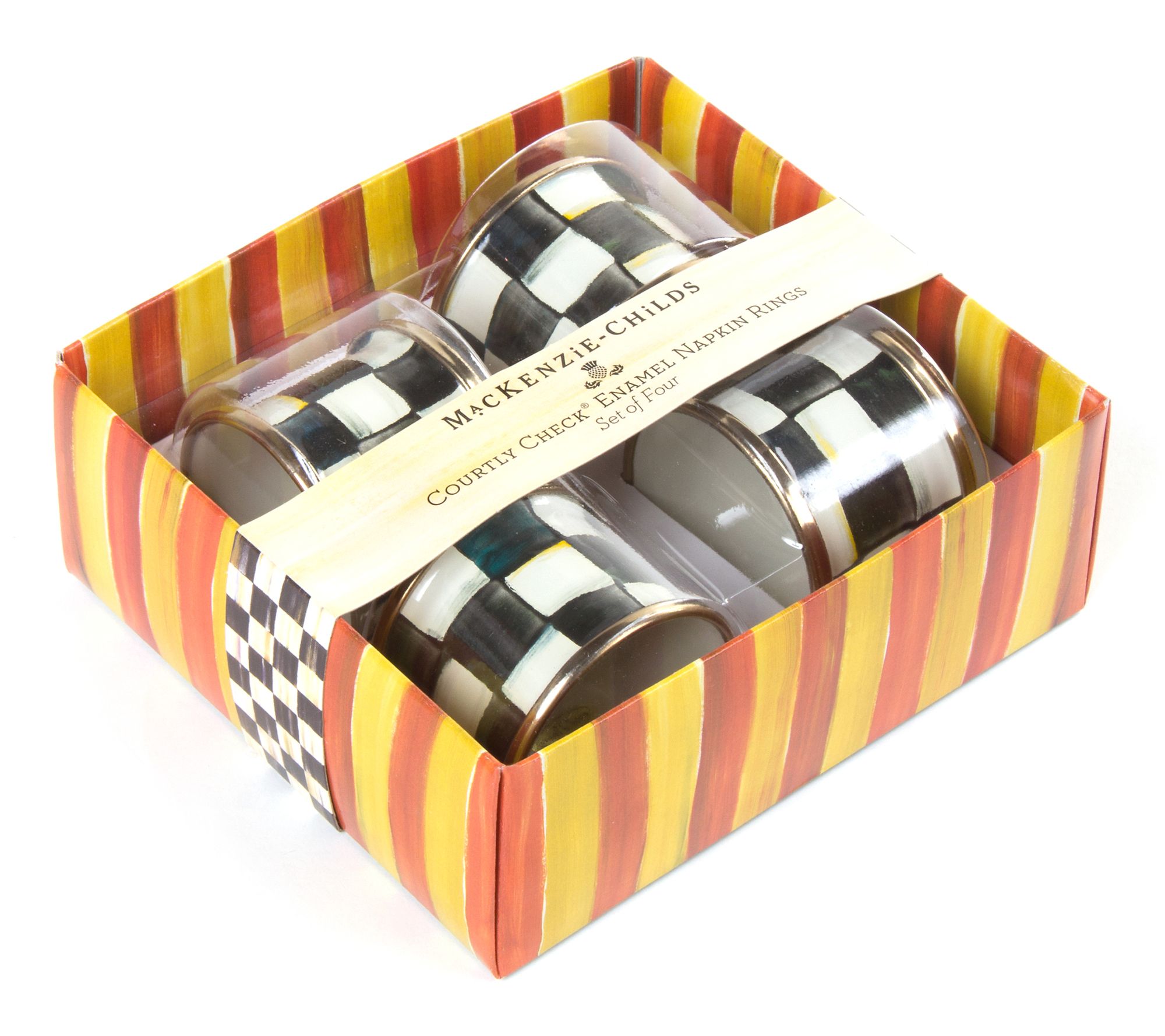 MacKenzie- Childs Set of 4 Courtly Check Napkin Rings