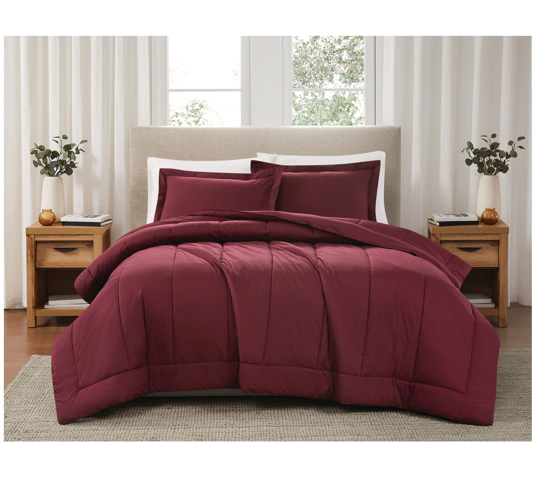 Brooklyn Loom Solid Cotton Percale Fu/Qn 3pc Comforter Set
