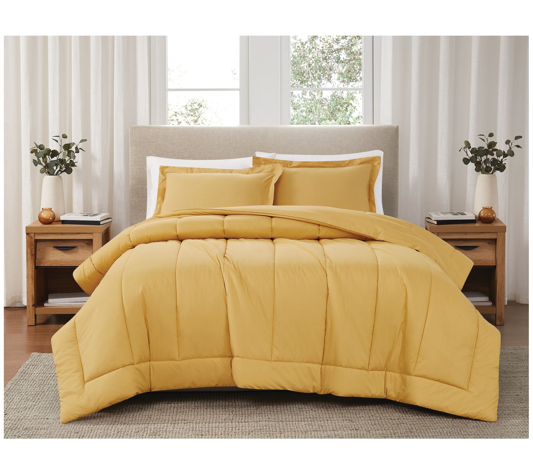 Brooklyn Loom Solid Cotton Percale Fu/Qn 3pc Comforter Set