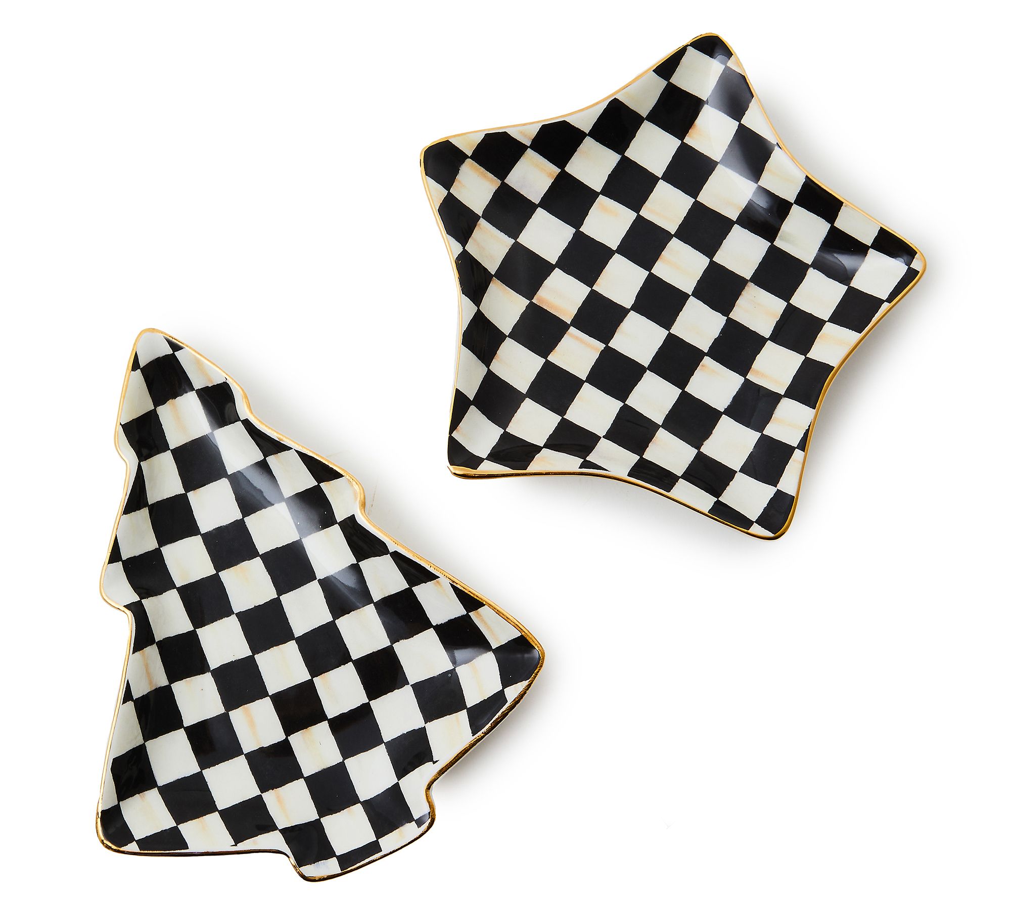 MacKenzie- Childs Set of 2 Ceramic Holiday Trinket Trays