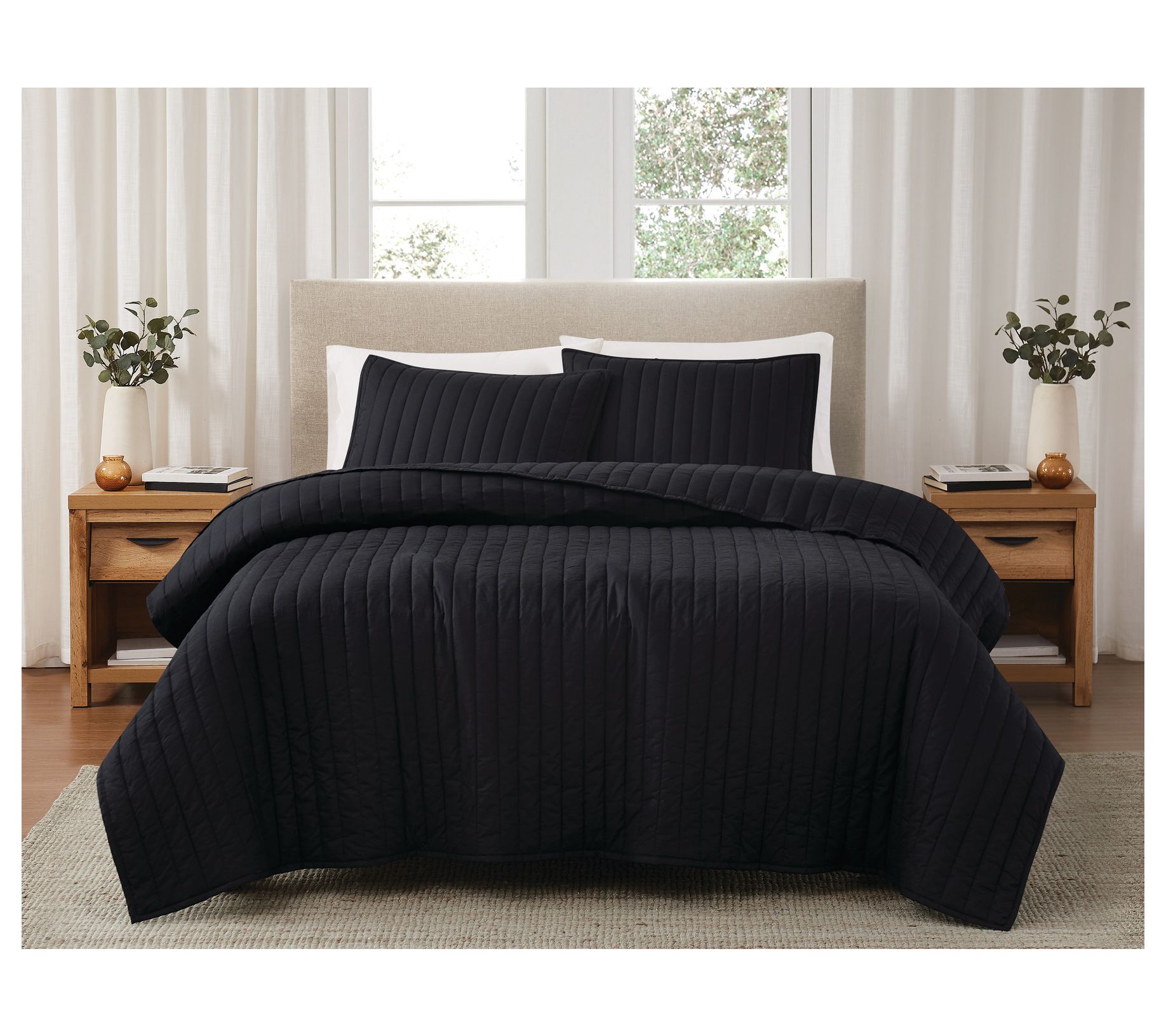 Brooklyn Loom Solid Cotton Percale Twin/Twin XL 2PC Quilt Set