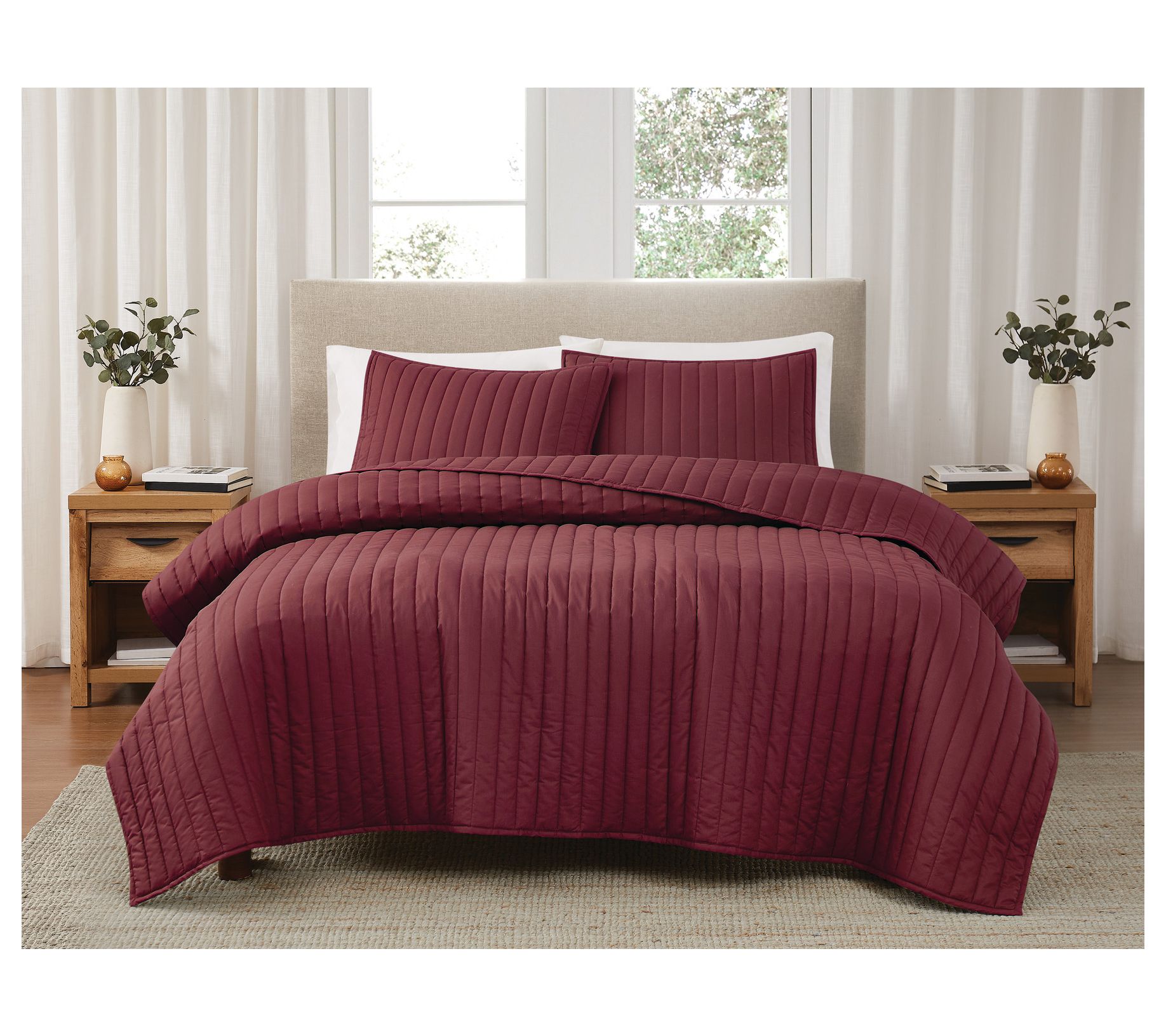 Brooklyn Loom Solid Cotton Percale Twin/Twin XL2PC Quilt Set