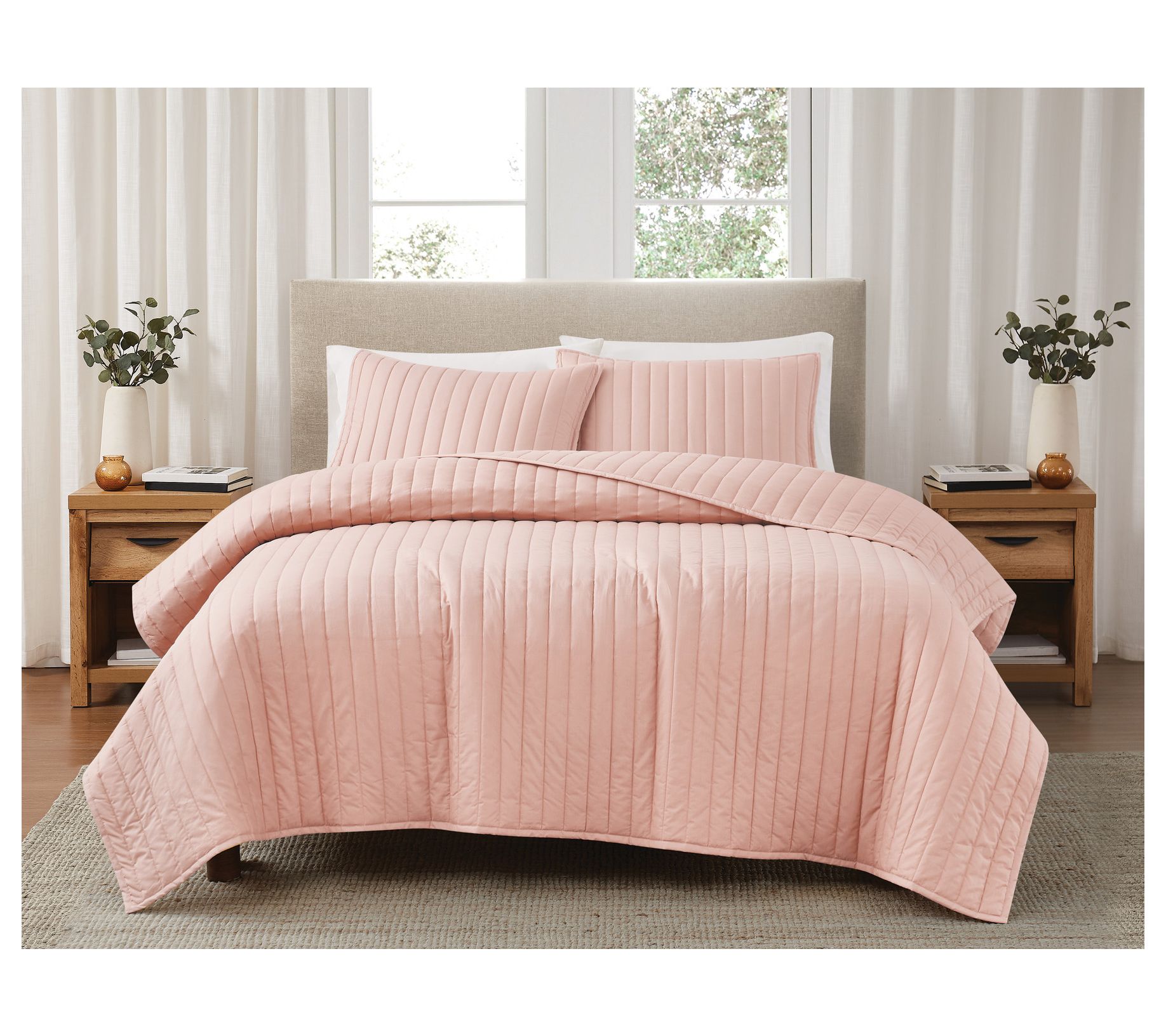 Brooklyn Loom Solid Cotton Percale Twin/Twin XL 2PC Quilt Set