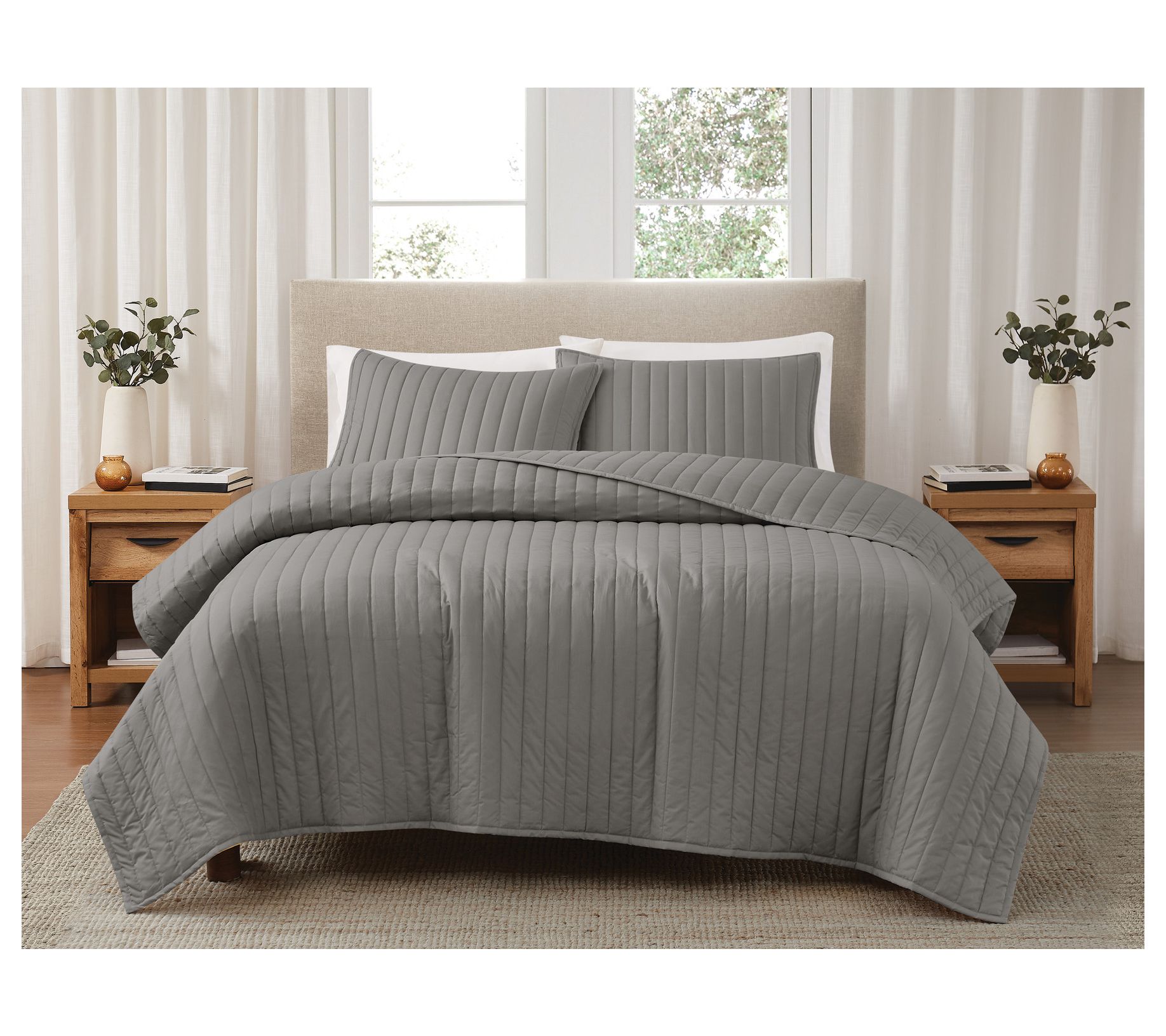 Brooklyn Loom Solid Cotton Percale Twin/Twin XL 2PC Quilt Set
