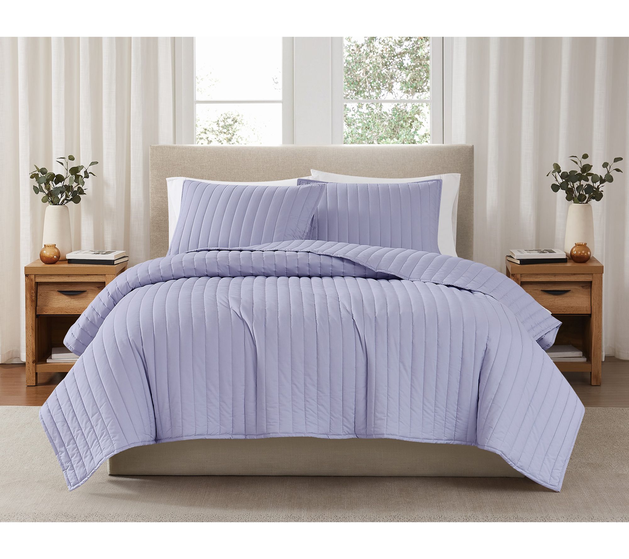 Brooklyn Loom Solid Cotton Percale Twin/Twin XL 2PC Quilt Set