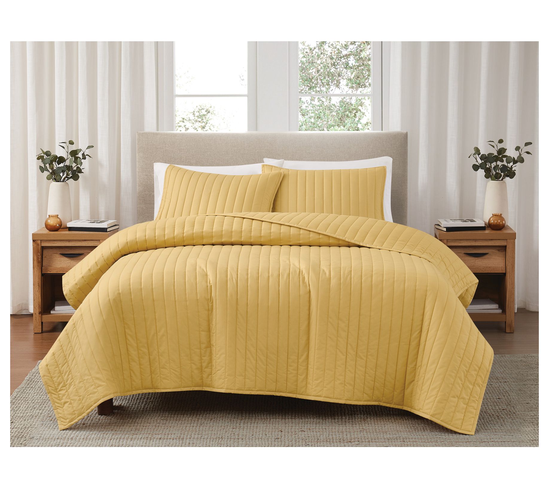 Brooklyn Loom Solid Cotton Percale Twin/Twin XL 2PC Quilt Set