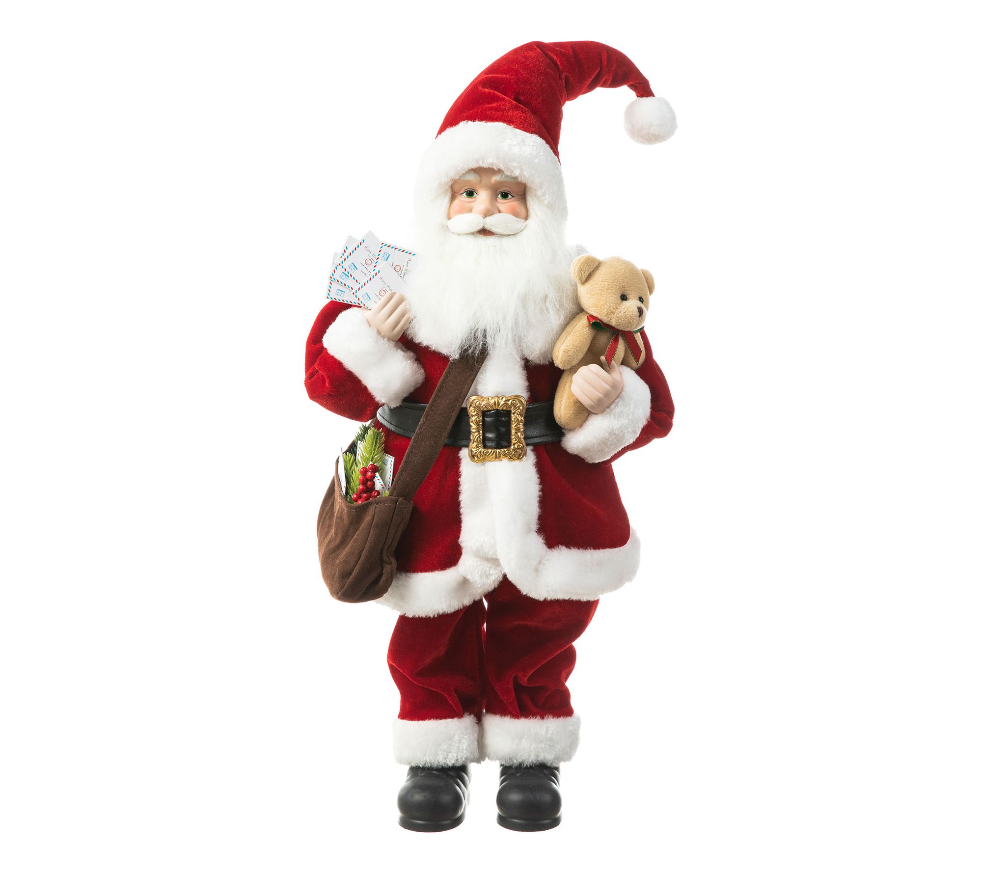 Glitzhome 18"H Faux Fur Christmas Santa Figurine