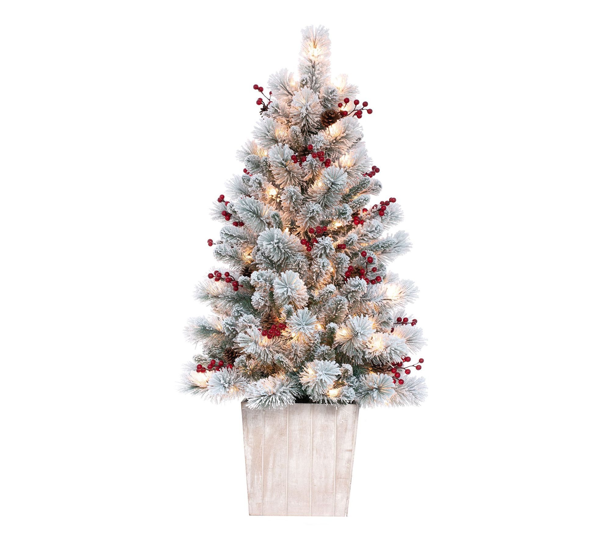 Haute Decor 4' Prelit Frosted Ashcroft Fir Potted Tree