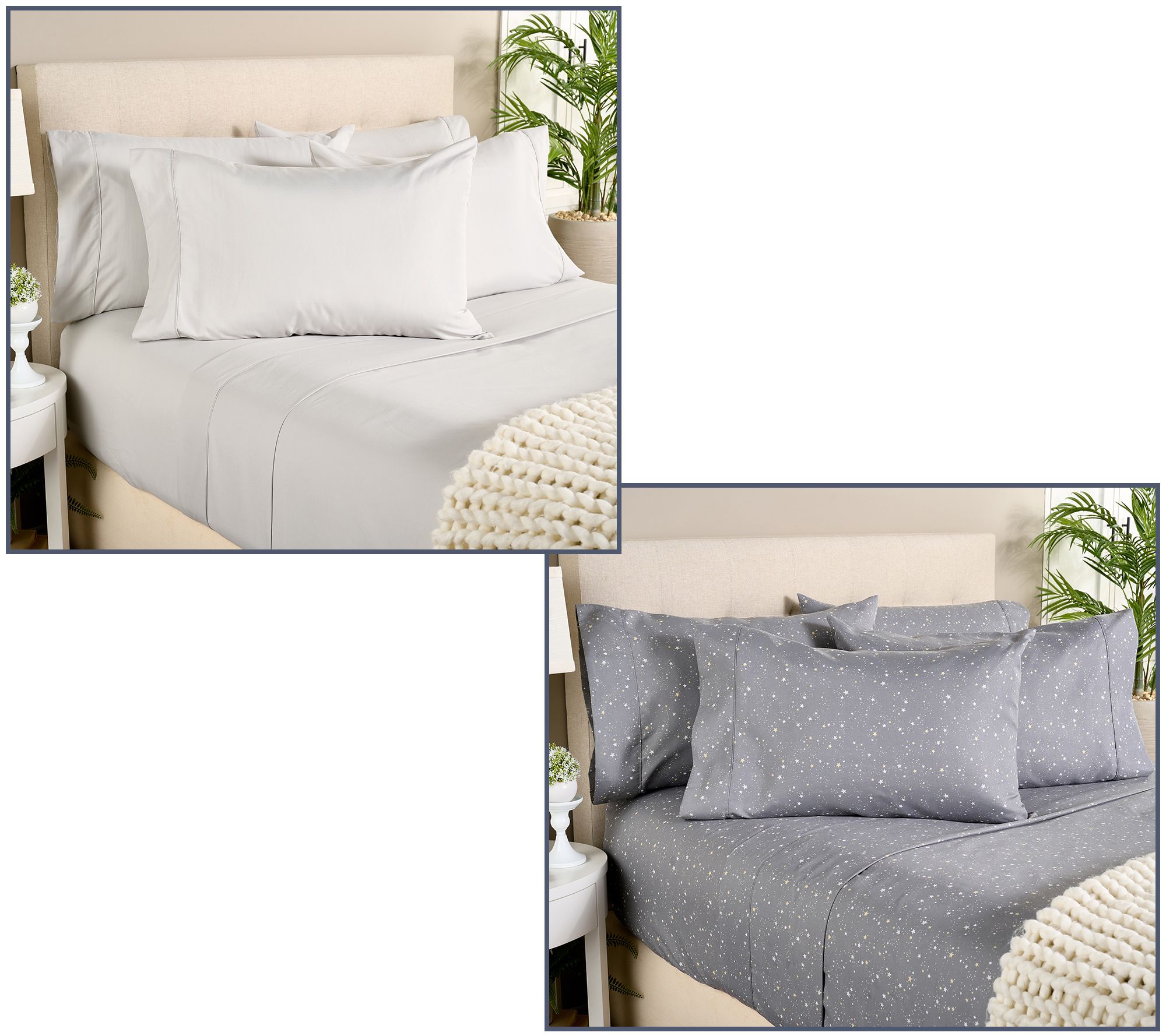 Home Reflections 2pk Double Brushed Sheet Sets with Extra Cases
