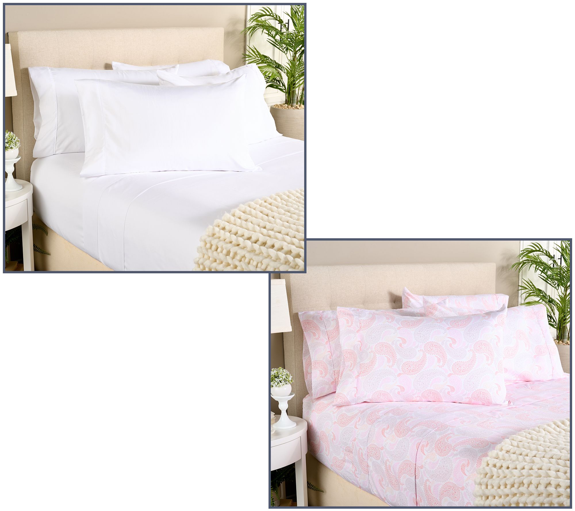 Home Reflections 2pk Double Brushed Sheet Sets with Extra Cases