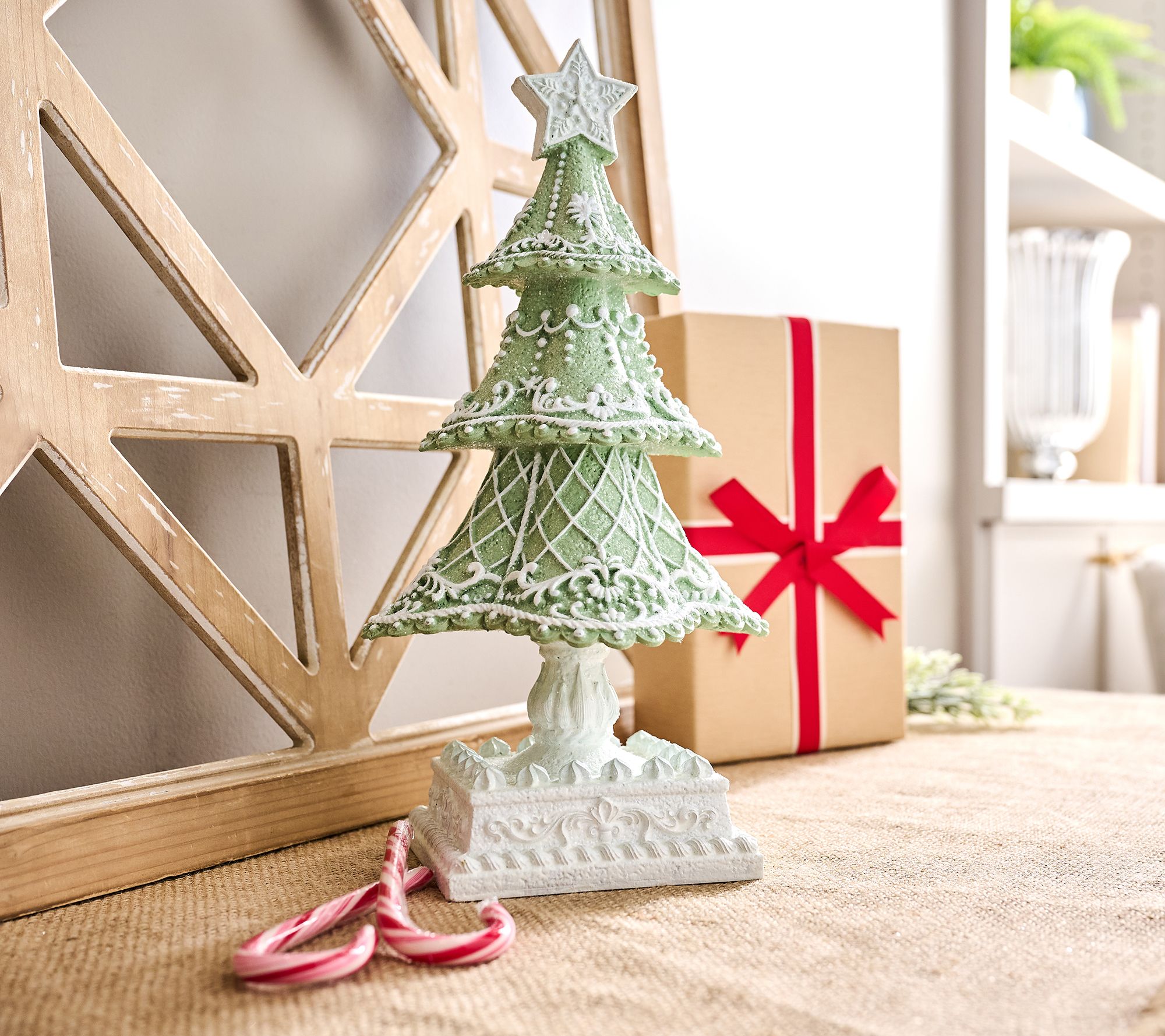 "As Is" 12.5" Gingerbread Lace Tree by Valerie