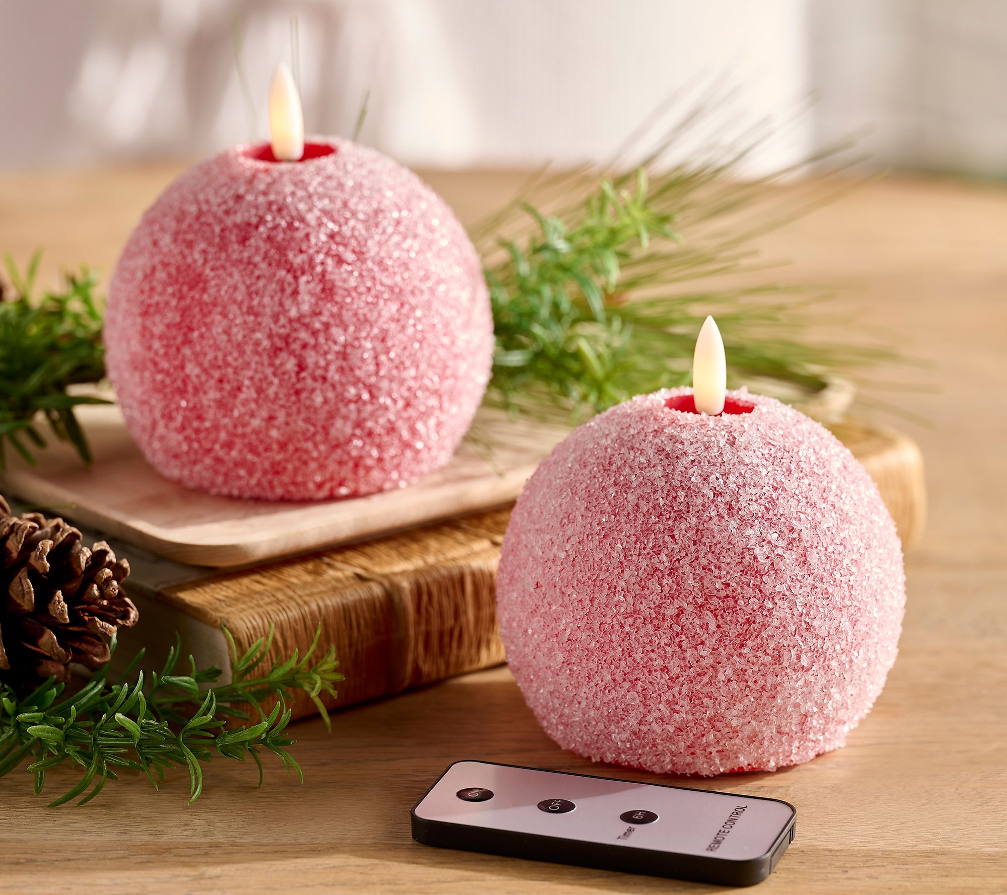 Home Reflections S/2 Flameless Crystal Sphere Candles