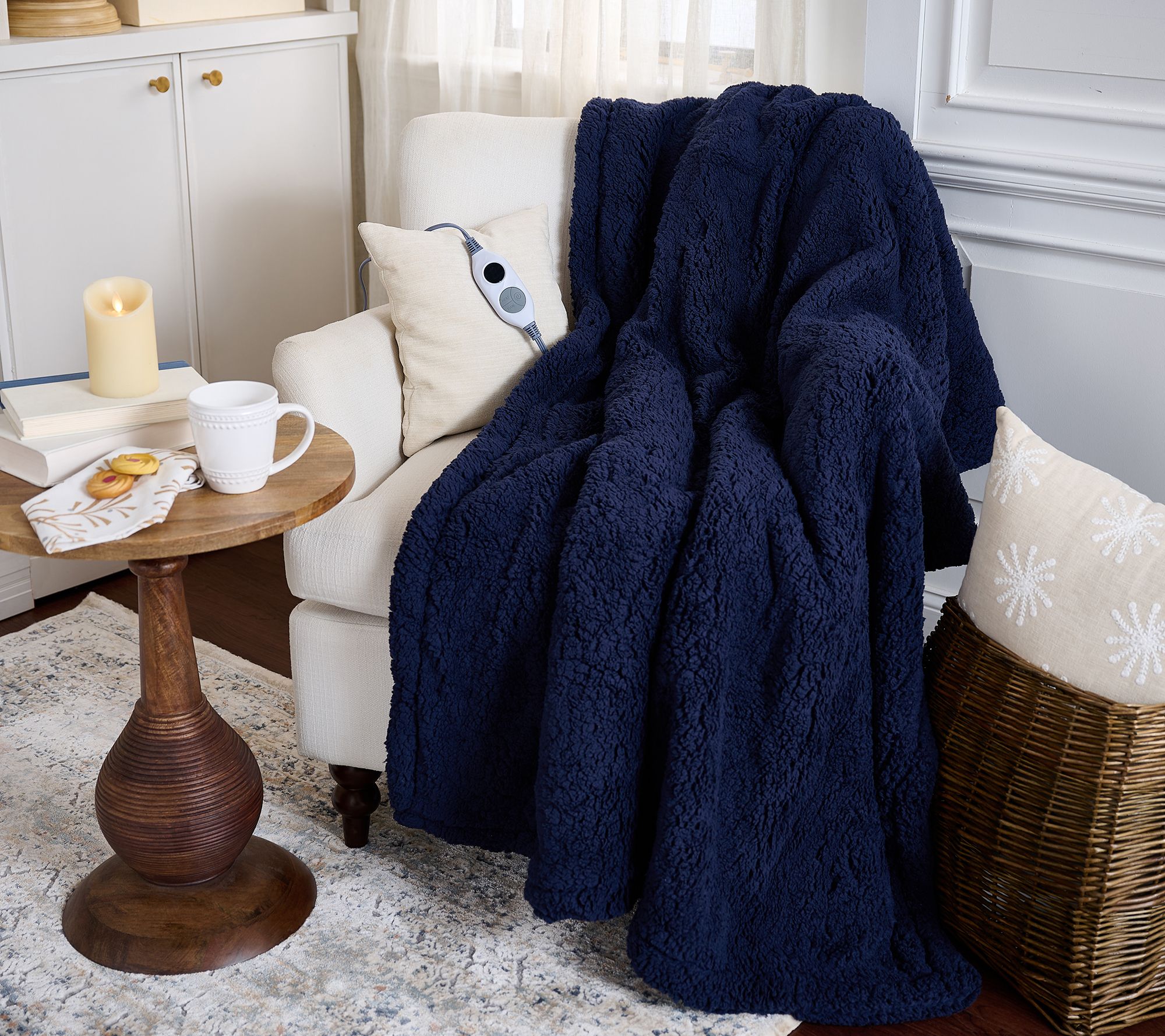 "As Is" Kringle Express Double Sided Sherpa Heated 50x70 Throw