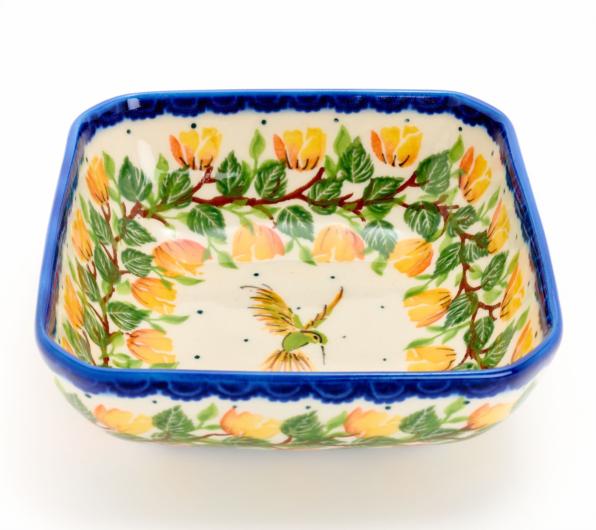 Lidia's Polish Pottery Hand Painted Small Square Bowl