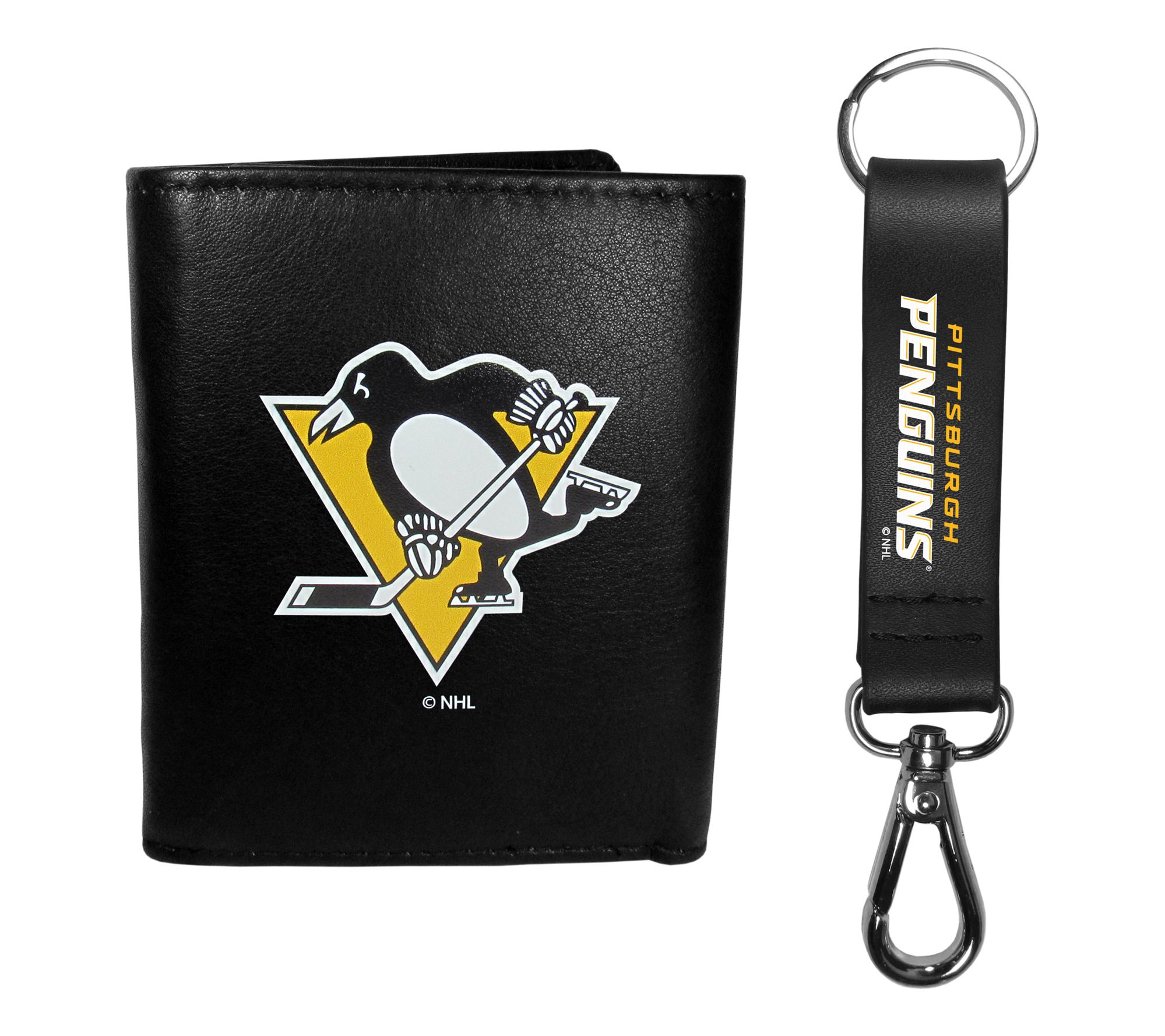Siskiyou Sports NHL Leather Tri-Fold Wallet & Strap Key Chain