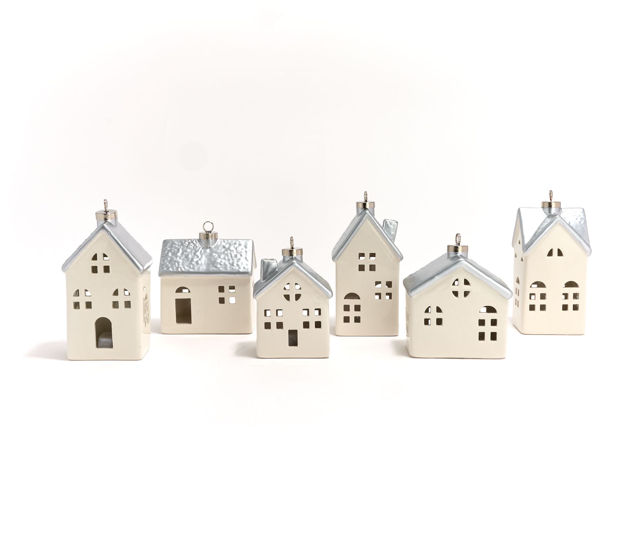 Set of 6 Ceramic Illuminated Mini Houses by Lauren McBride