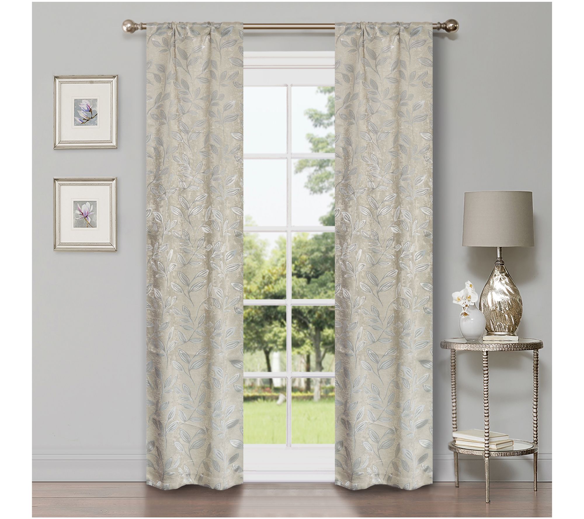 Superior Leaves Room Darkening Curtains Set, 36x72