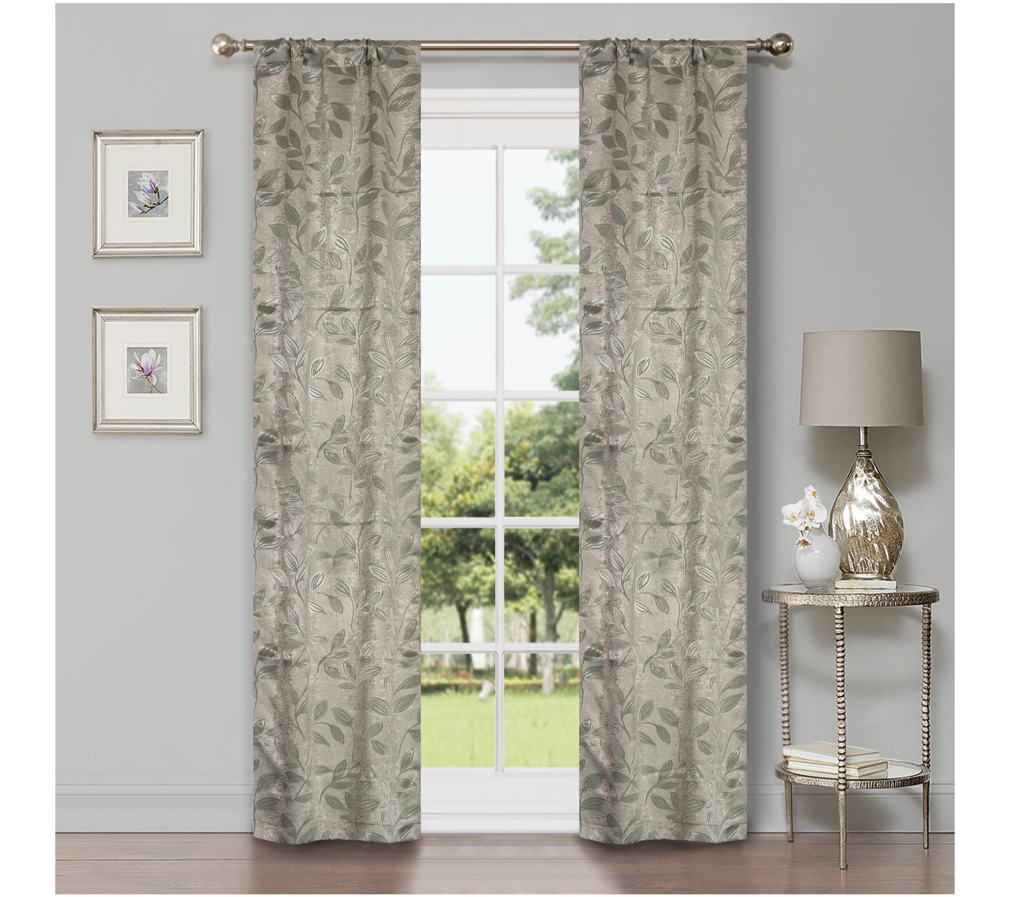 Superior Leaves Room Darkening Curtains Set, 36x72