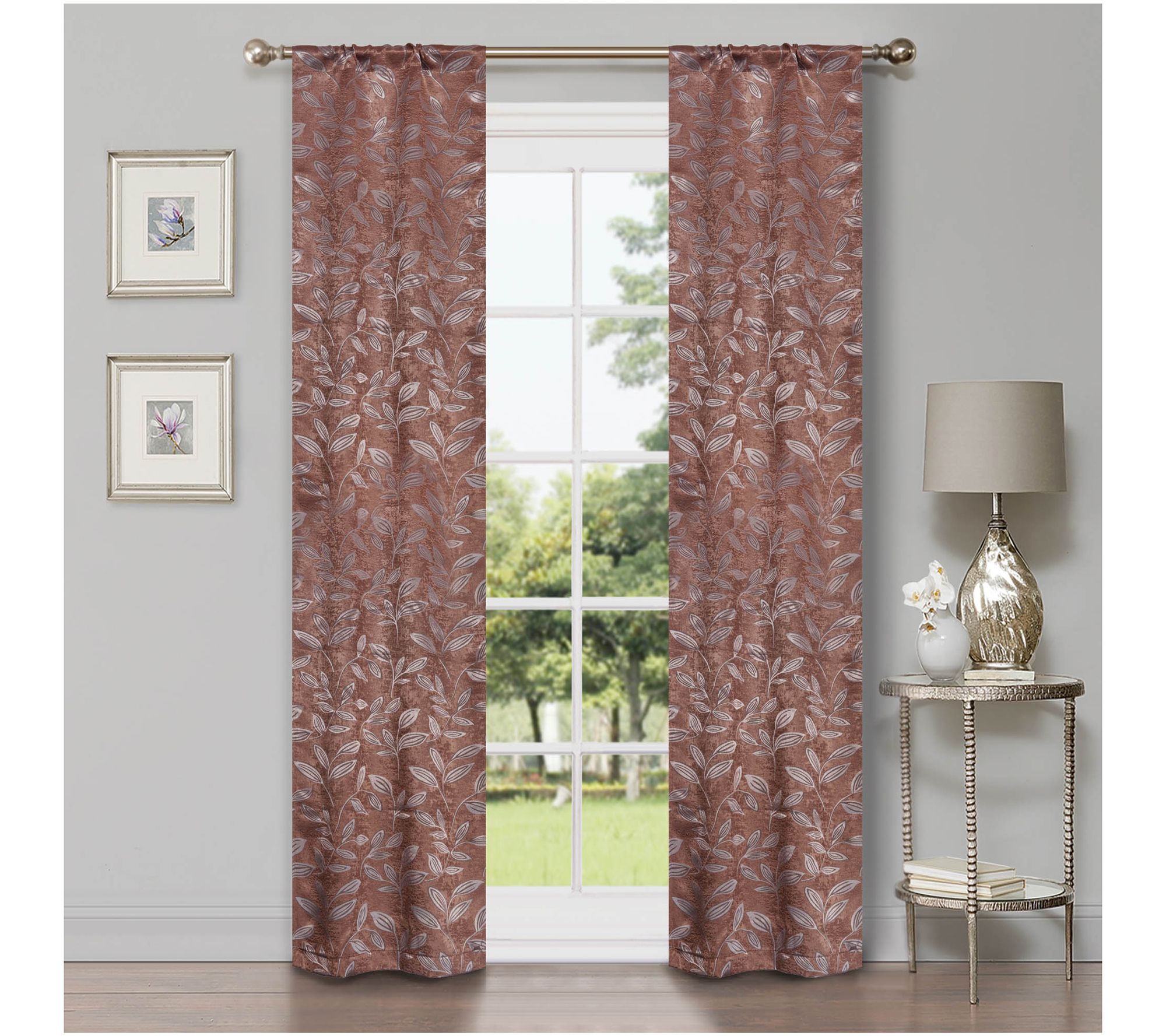 Superior Leaves Room Darkening Curtains Set, 36x72