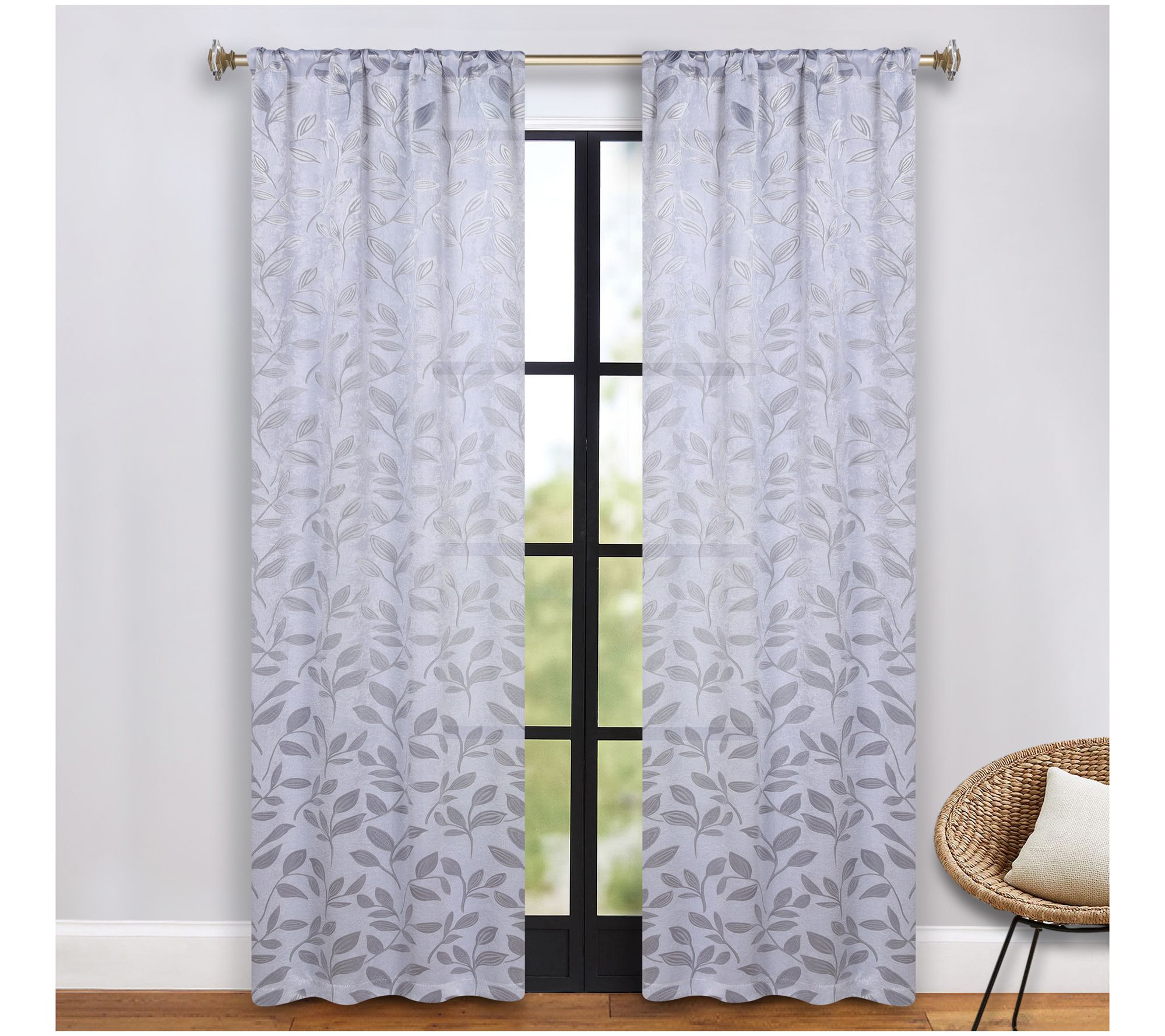 Superior Leaves Room Darkening Curtains Set, 36x72