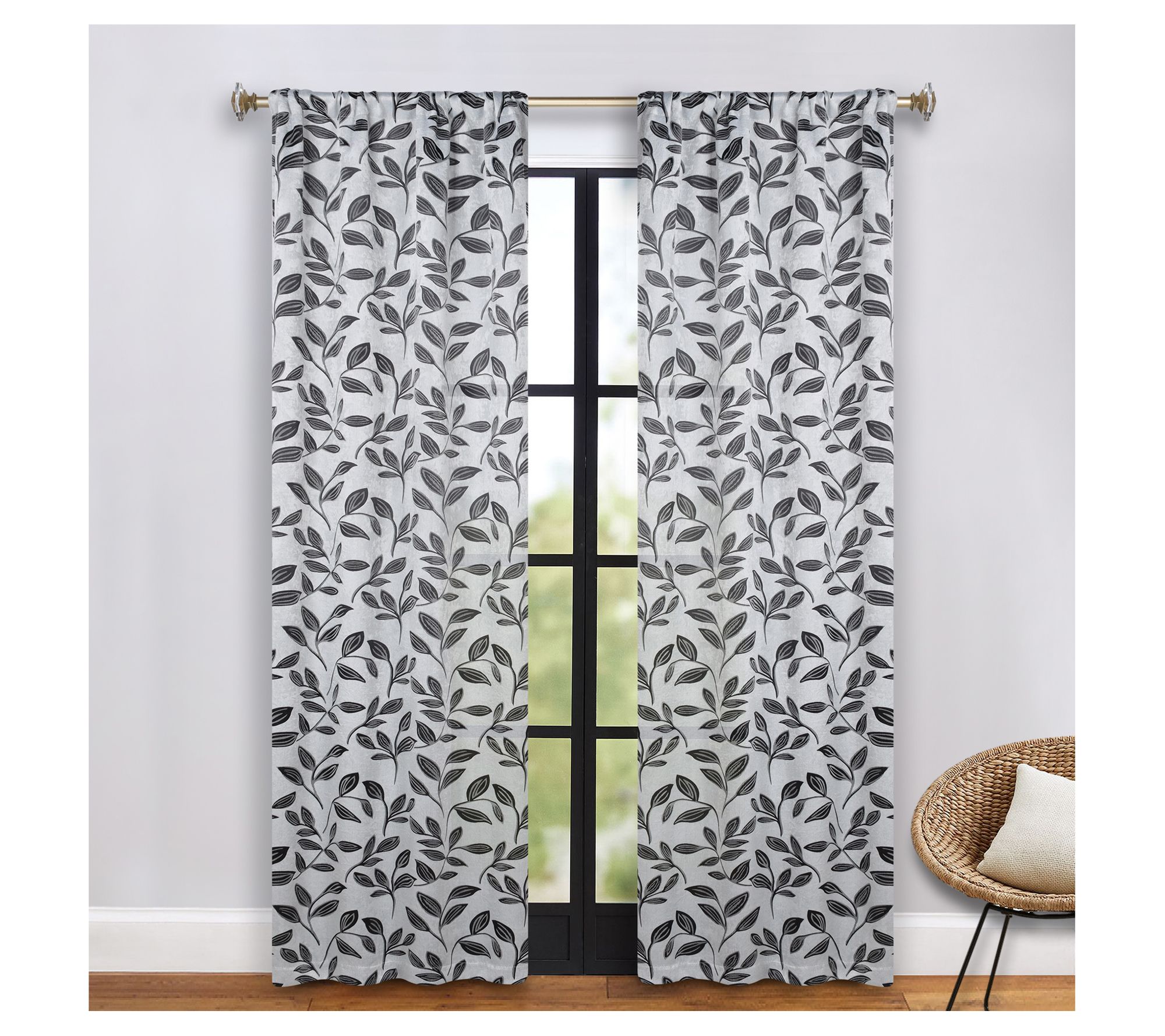 Superior Leaves Room Darkening Curtains Set, 36x72