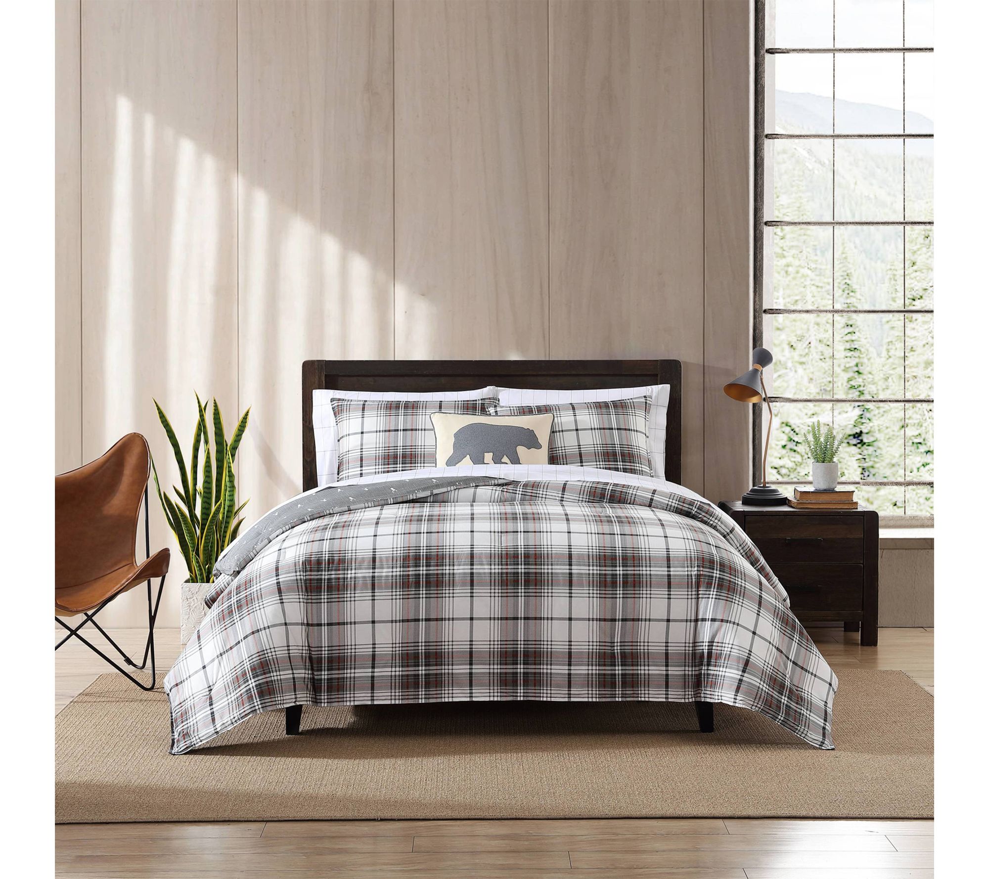 Eddie Bauer Alder Plaid Grey Cotton Full/QueenComforter Set