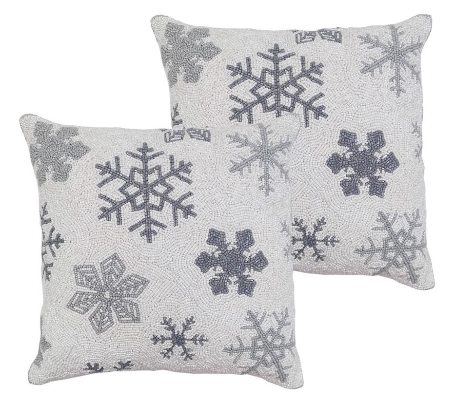 "As Is" Temp-tations Seasonal Set of (2) 14" Beaded Pillows