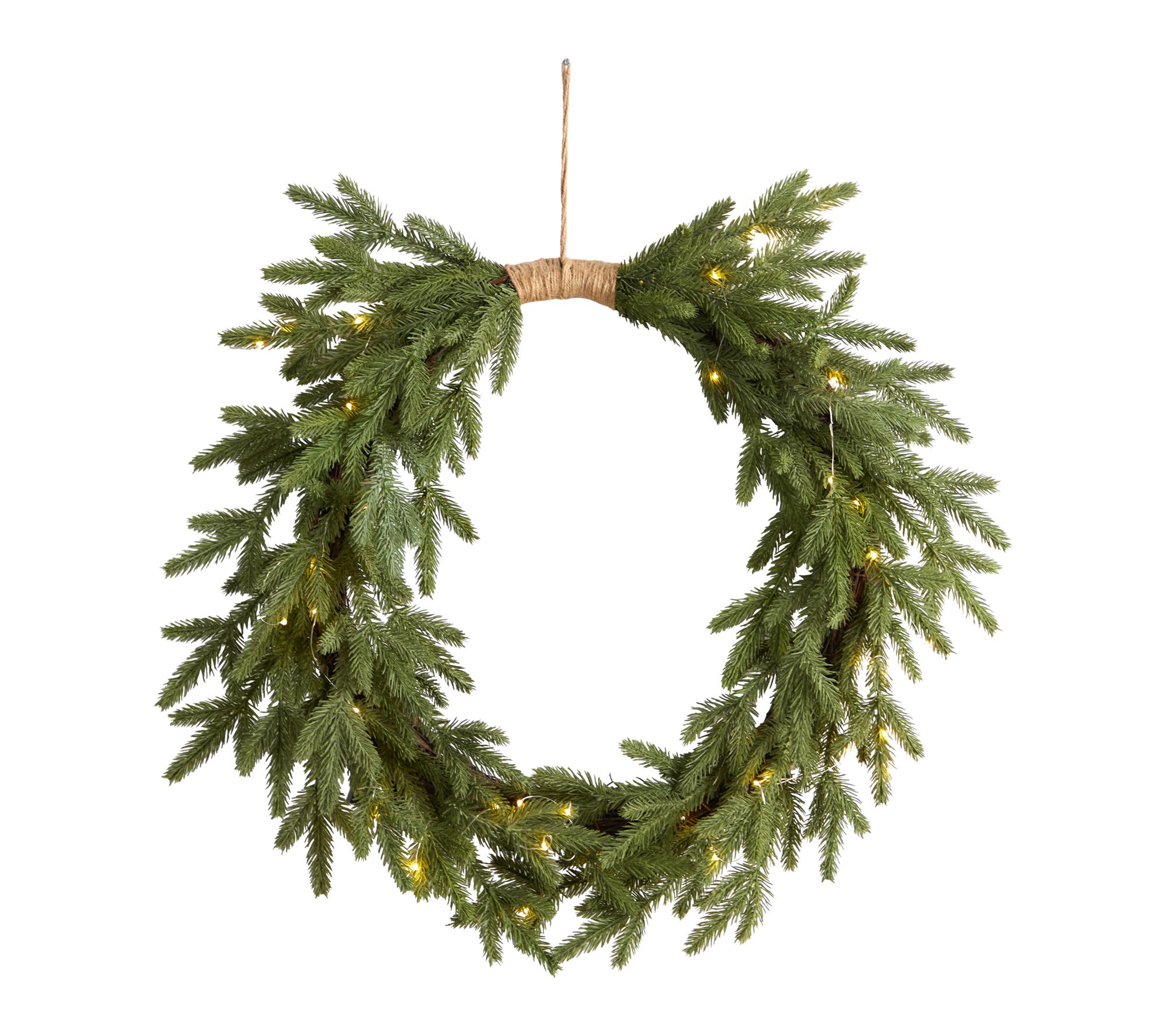 Nearly Natural 24" Holiday Pre-Lit Cascading Pine Wreath