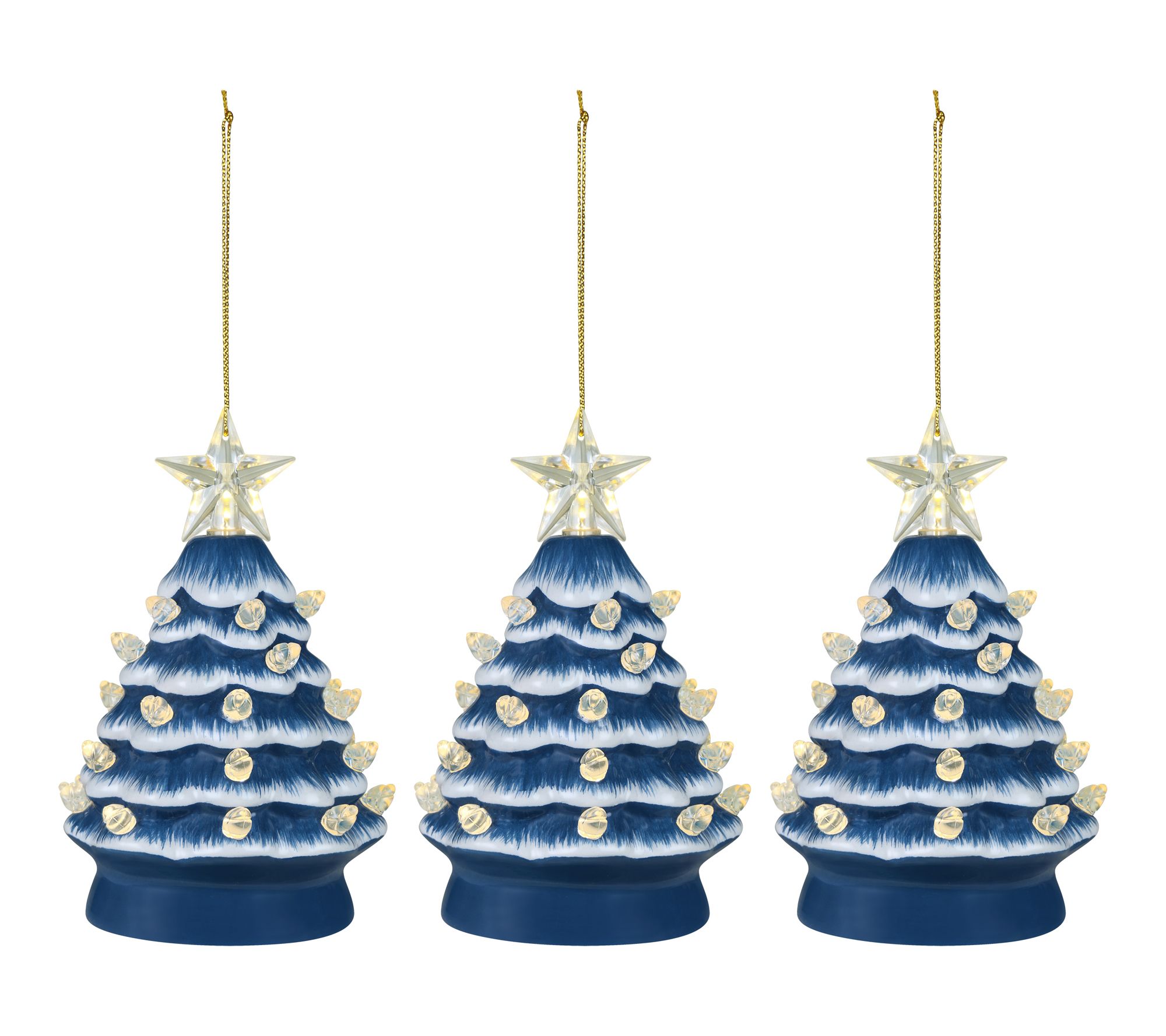 Mr. Christmas 5in Set of 3 Nostalgic Ceramic Tr ee Ornaments