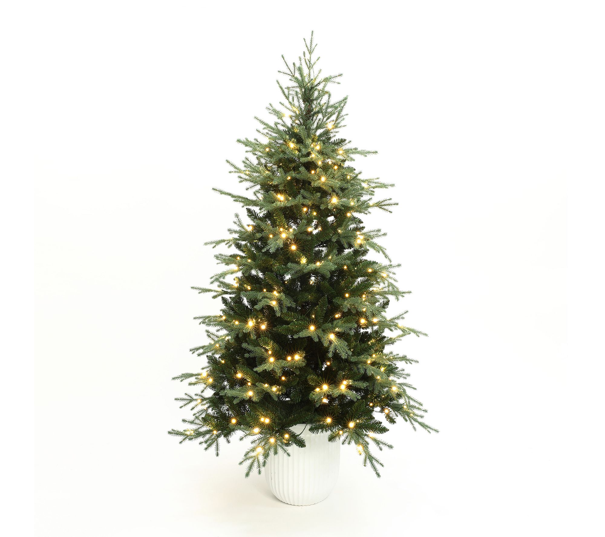 LuxenHome 6.9Ft Pre-Lit Artificial Xmas Tree inWhite Pot