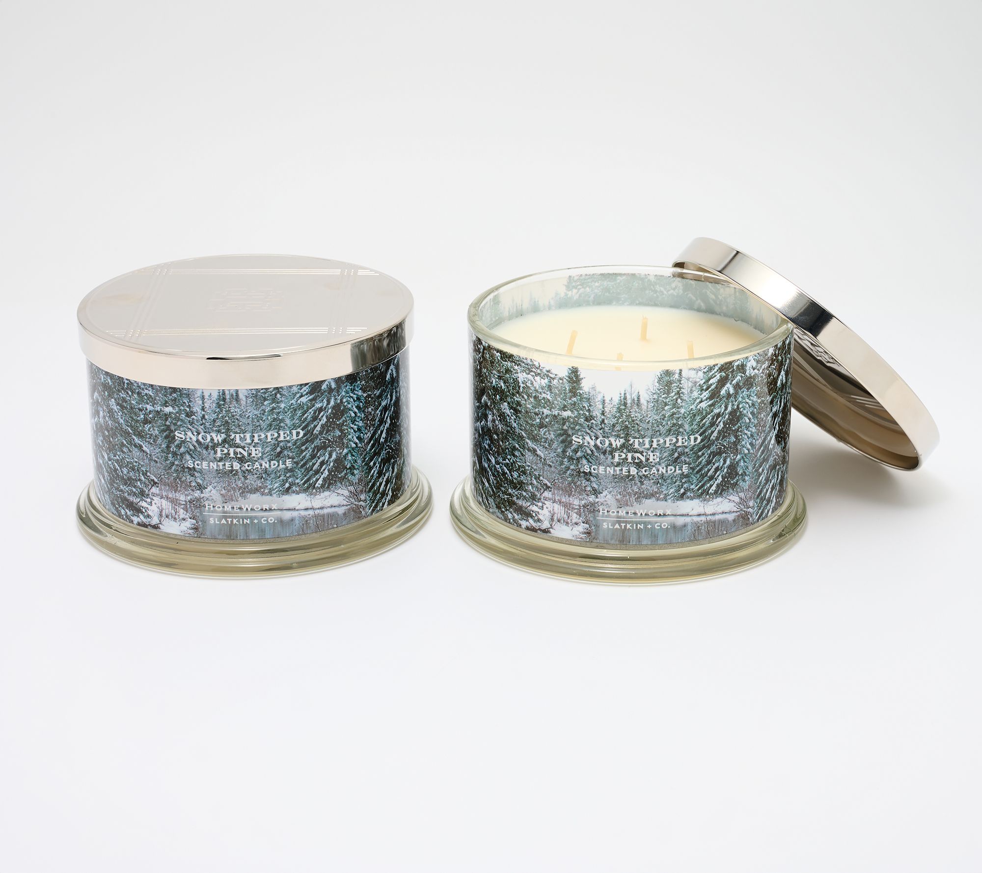 HomeWorx by Slatkin + Co. S/2 18oz Snow Tipped Pine Candles