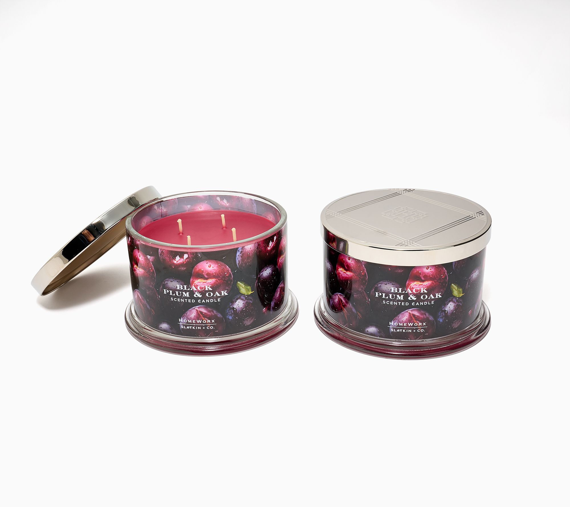 HomeWorx by Slatkin + Co. S/2 18oz Black Plum & Oak Candles