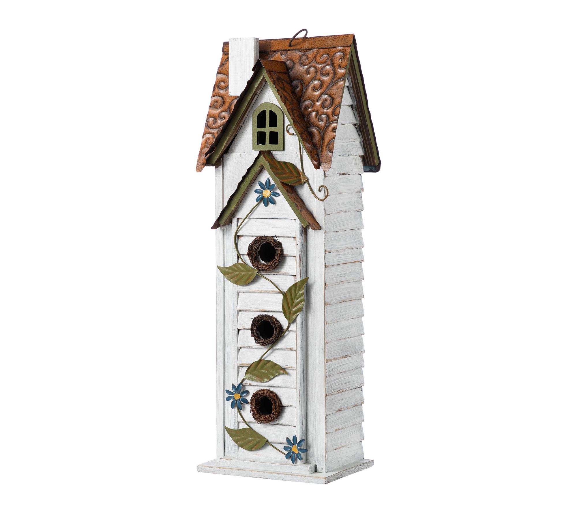 Glitzhome 24"H Oversized 3-Tiered Solid Wood Villa Birdhouse