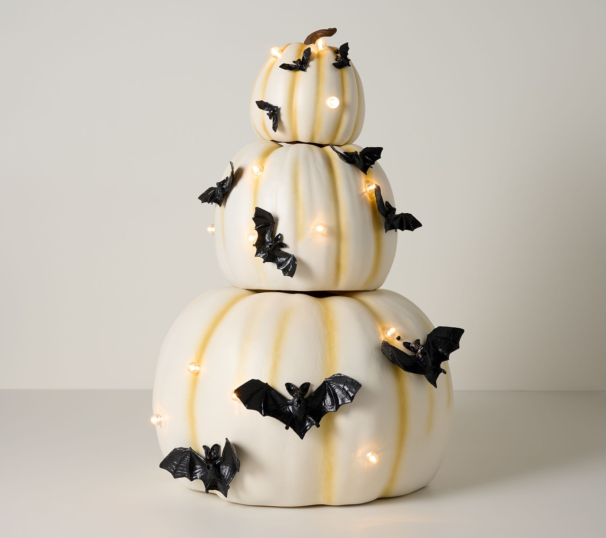 Home Reflections Set of 3 Lit Stacked Pumpkins with