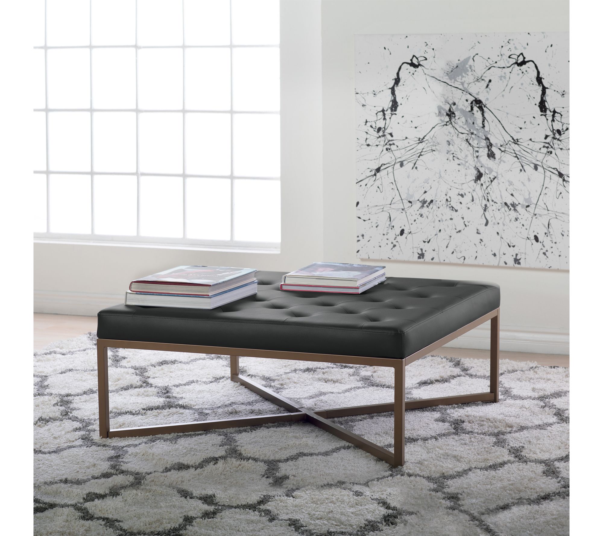Studio Designs Home Camber Modern Large TuftedSquare Ottoman