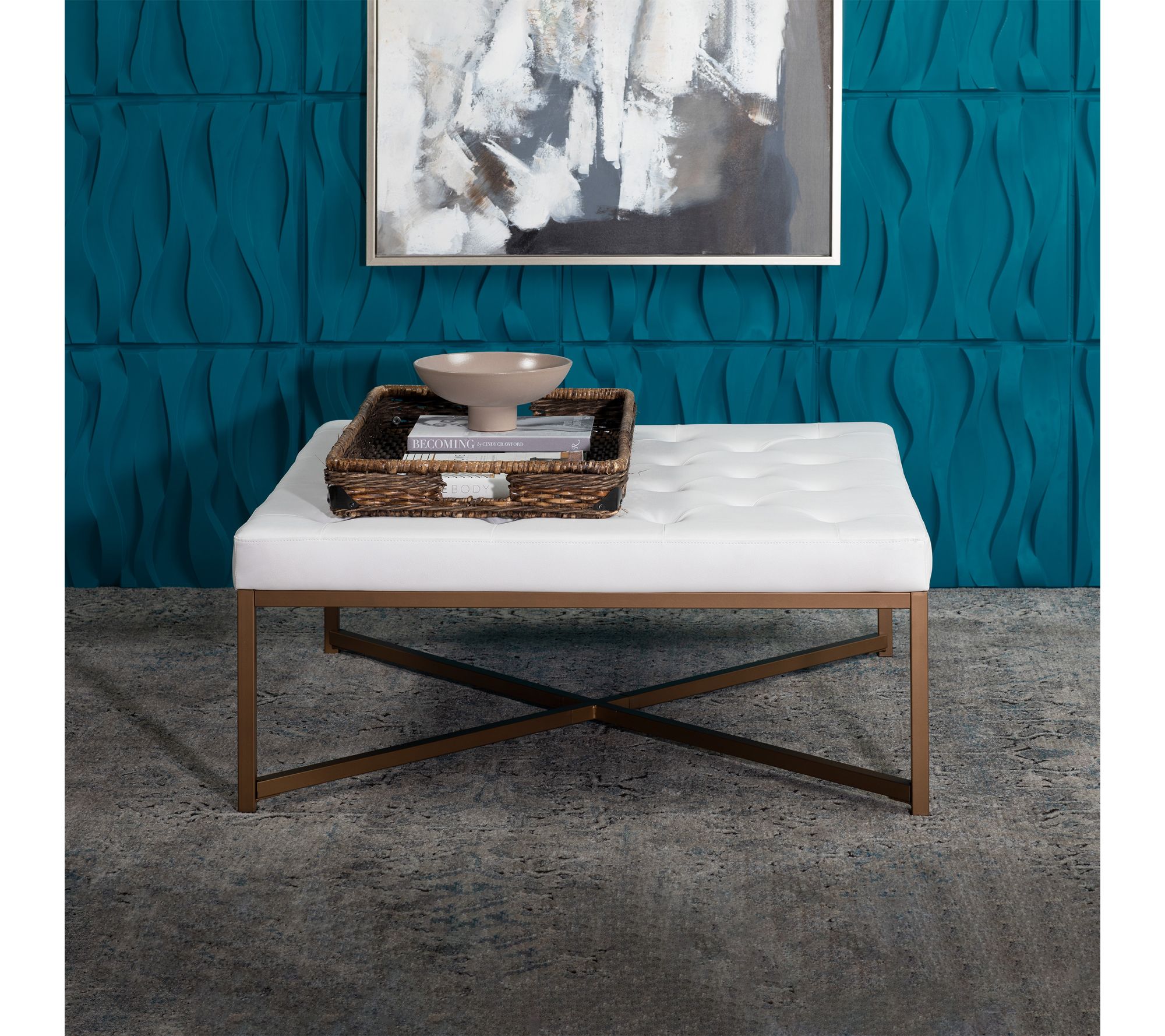 Studio Designs Home Camber Modern Large TuftedSquare Ottoman