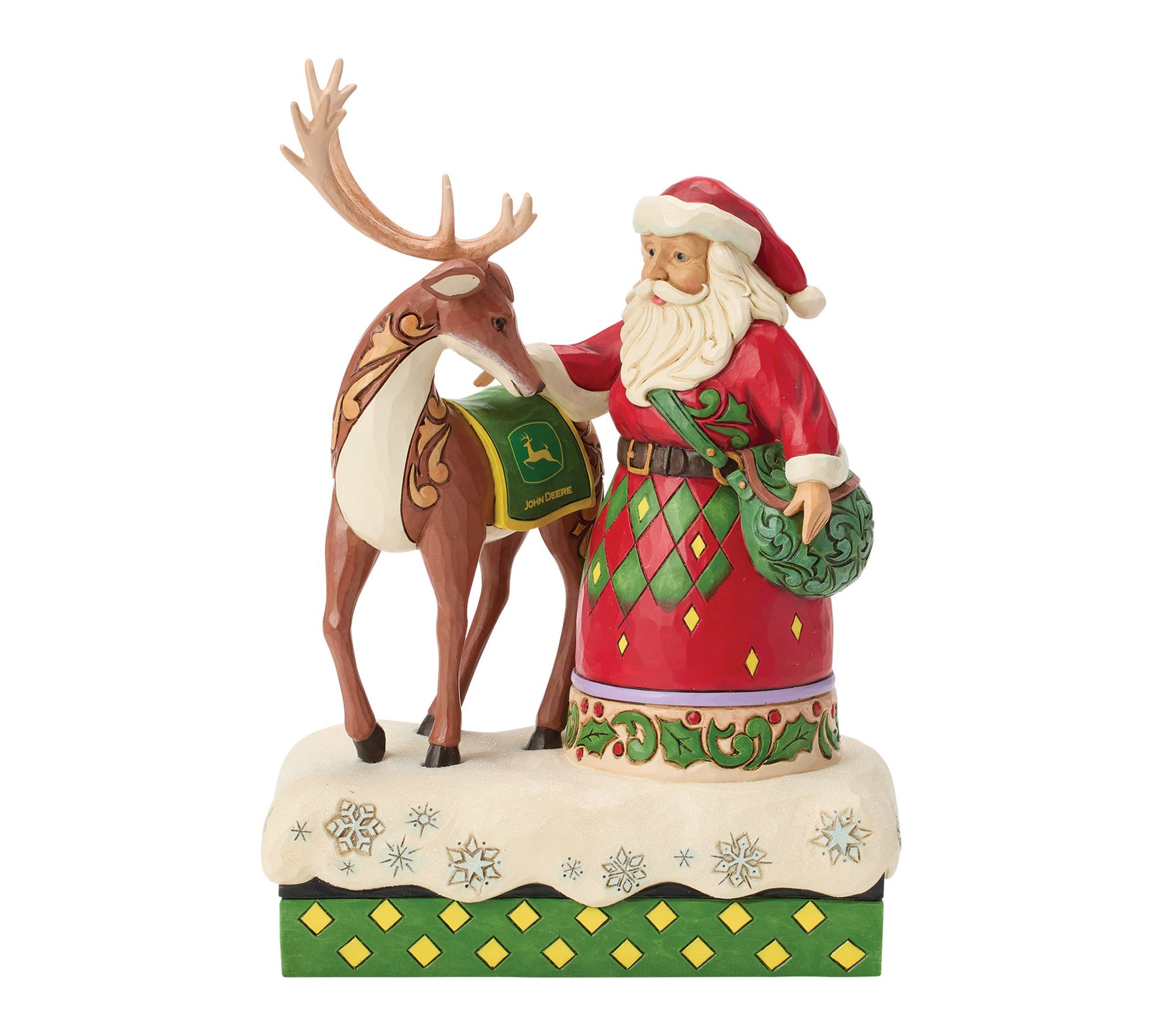 Jim Shore John Deere Santa Reindeer Figurine 9.5in H