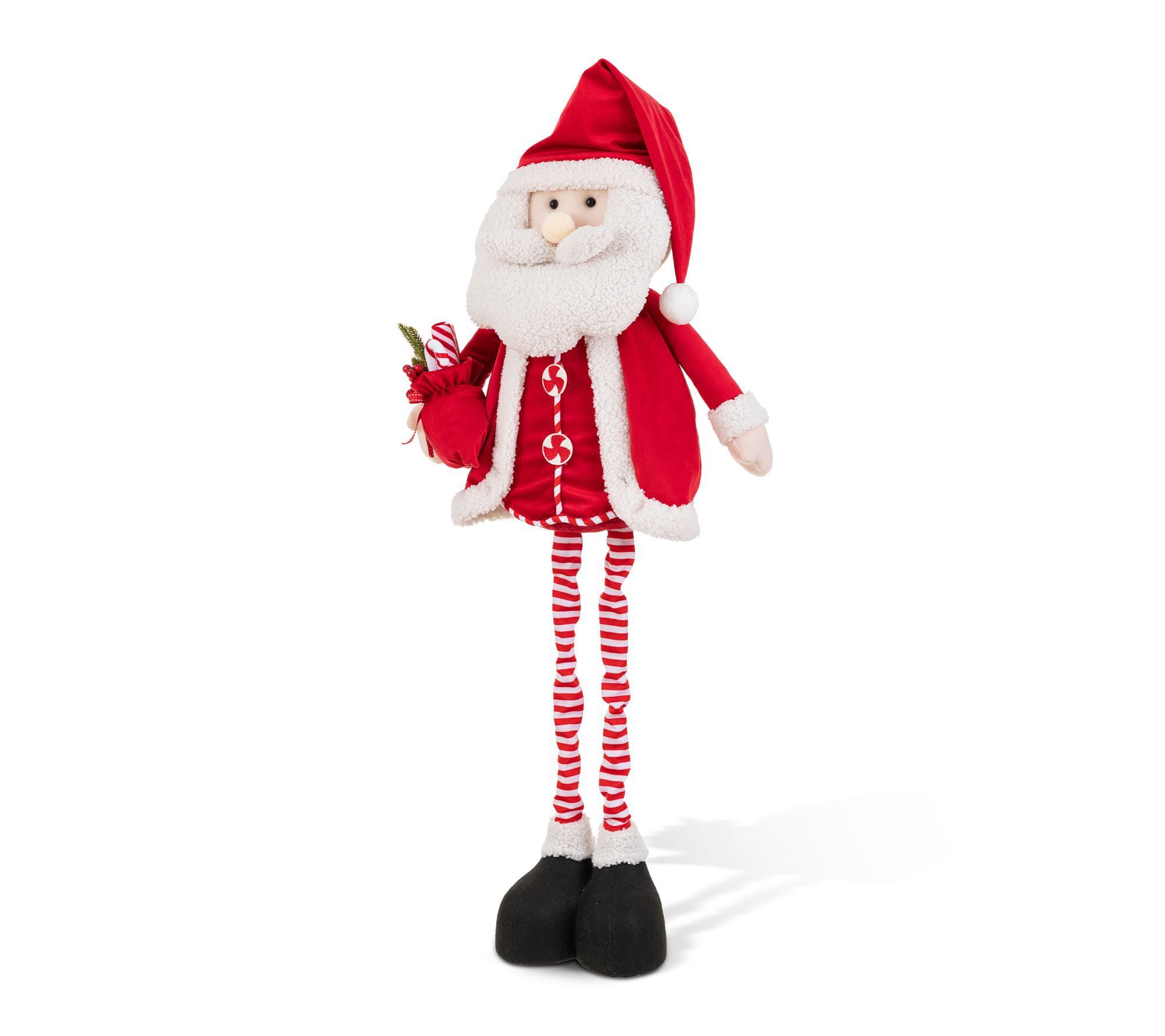 Glitzhome Telescoped Fabric Christmas Santa Standing Decor