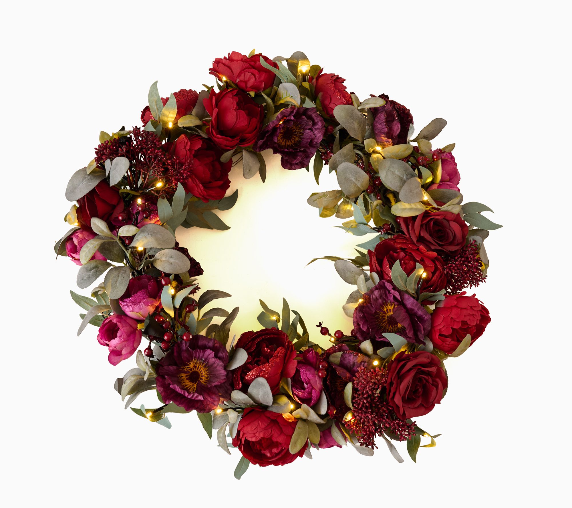 "As Is" 26" Illuminated Halloween Rose Wreath by Mally Roncal