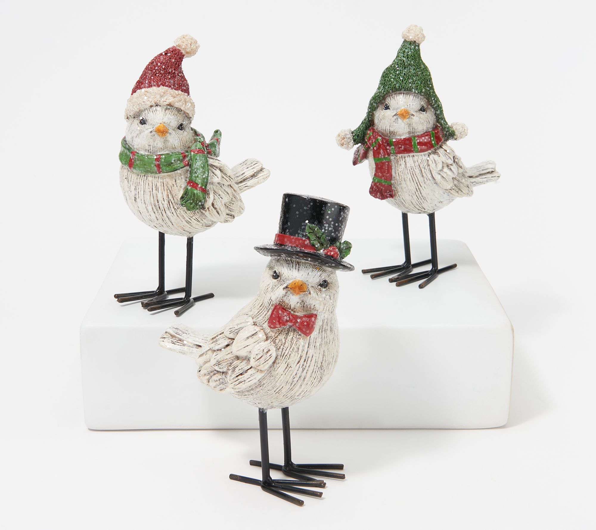Set of 3 Winter Birds with Hats and Scarves by Valerie